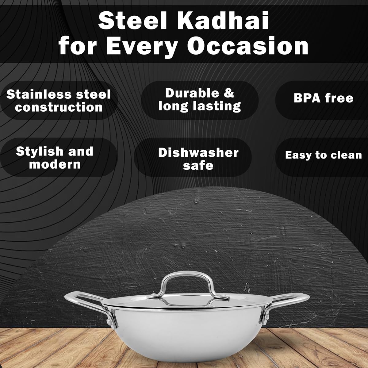 LiMETRO Steel Kadai - Premium Triply Stainless Steel -7 LiMETRO Steel Kadai - Premium Triply Stainless Steel -7