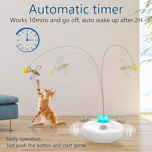 Miniatura 2 de Juguete interactivo para gatos, vaso de ejercicio recargable para gatos de interior, juego de mariposa giratoria, gatito de burlas, varita de plumas