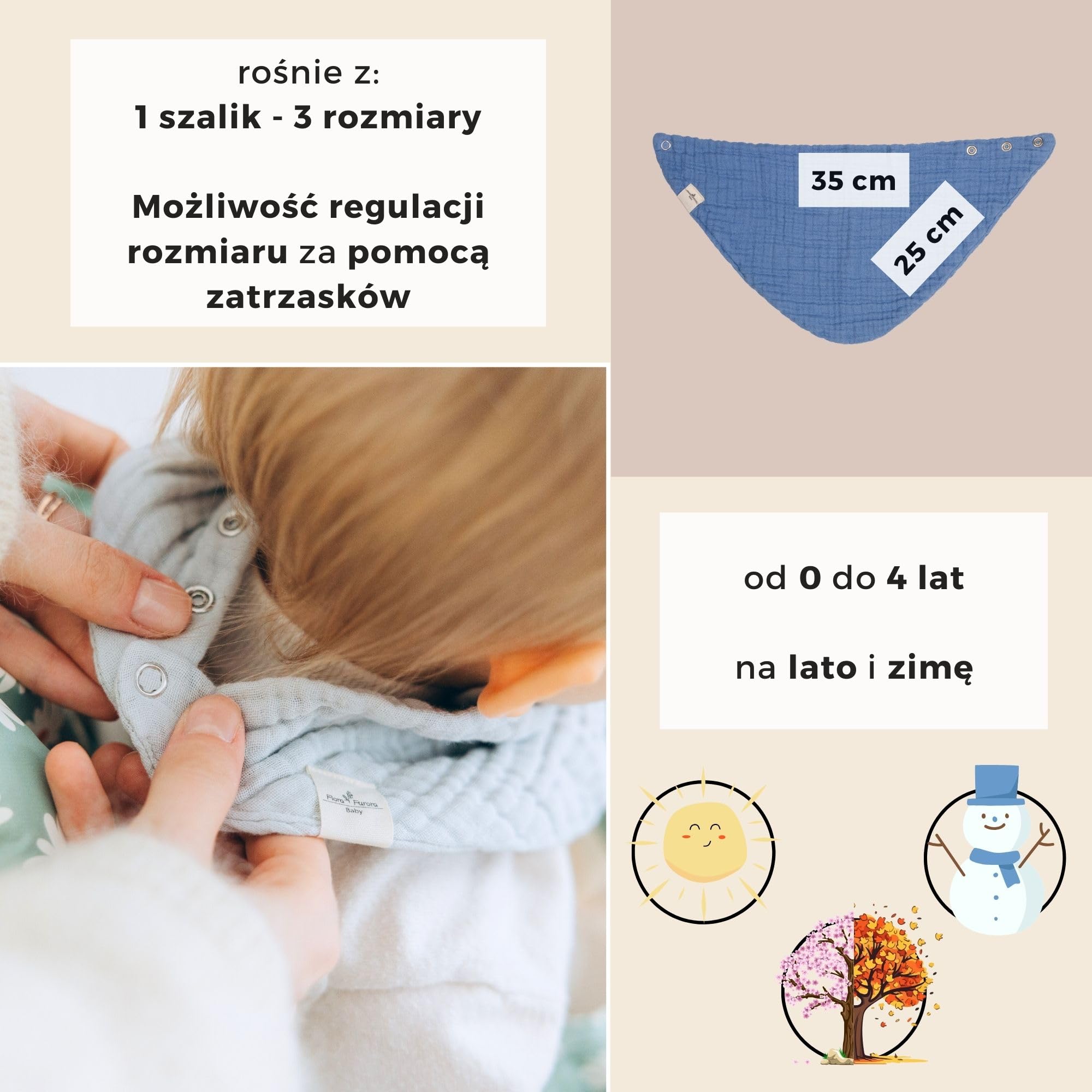Śliniaki dla Niemowląt miękka tkanina muślinowa GOTS (Bawełna organiczna) | Bandany Noworodków + Dziecięce, Trójkątne Szaliki - chusta trójkątna niemowlęca zima + lato