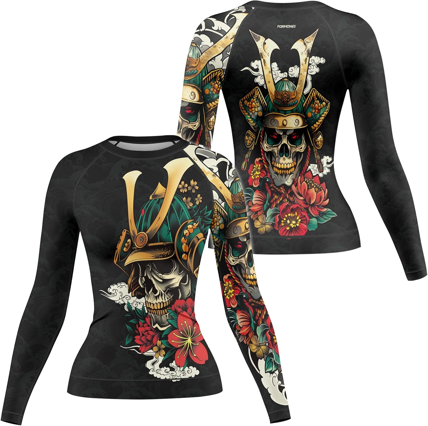 FORMONIES Samurai Women’s Rash Guard Long Sleeve – Compression Base Layer for BJJ MMA No-Gi Jiu Jitsu