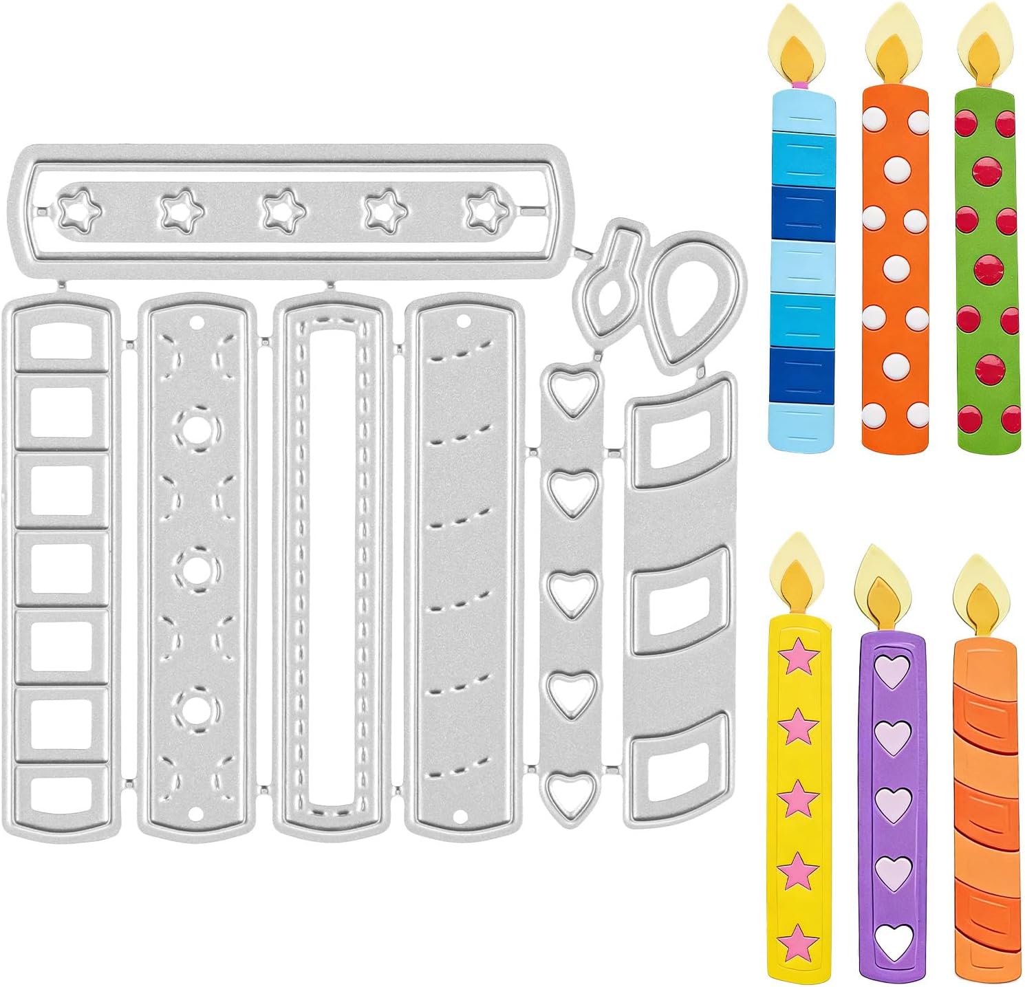 Candles Die Cuts for Card Making, Metal Scrapbooking Die-Cuts Happy Birthday Embossing Stencils Template for DIY Scrap-Booking Decor Wedding Birthday Blessing Card