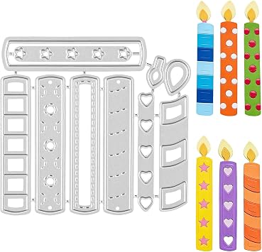 Candles Die Cuts for Card Making, Metal Scrapbooking Die-Cuts Happy Birthday Embossing Stencils Template for DIY Scrap-Booking Decor Wedding Birthday Blessing Card