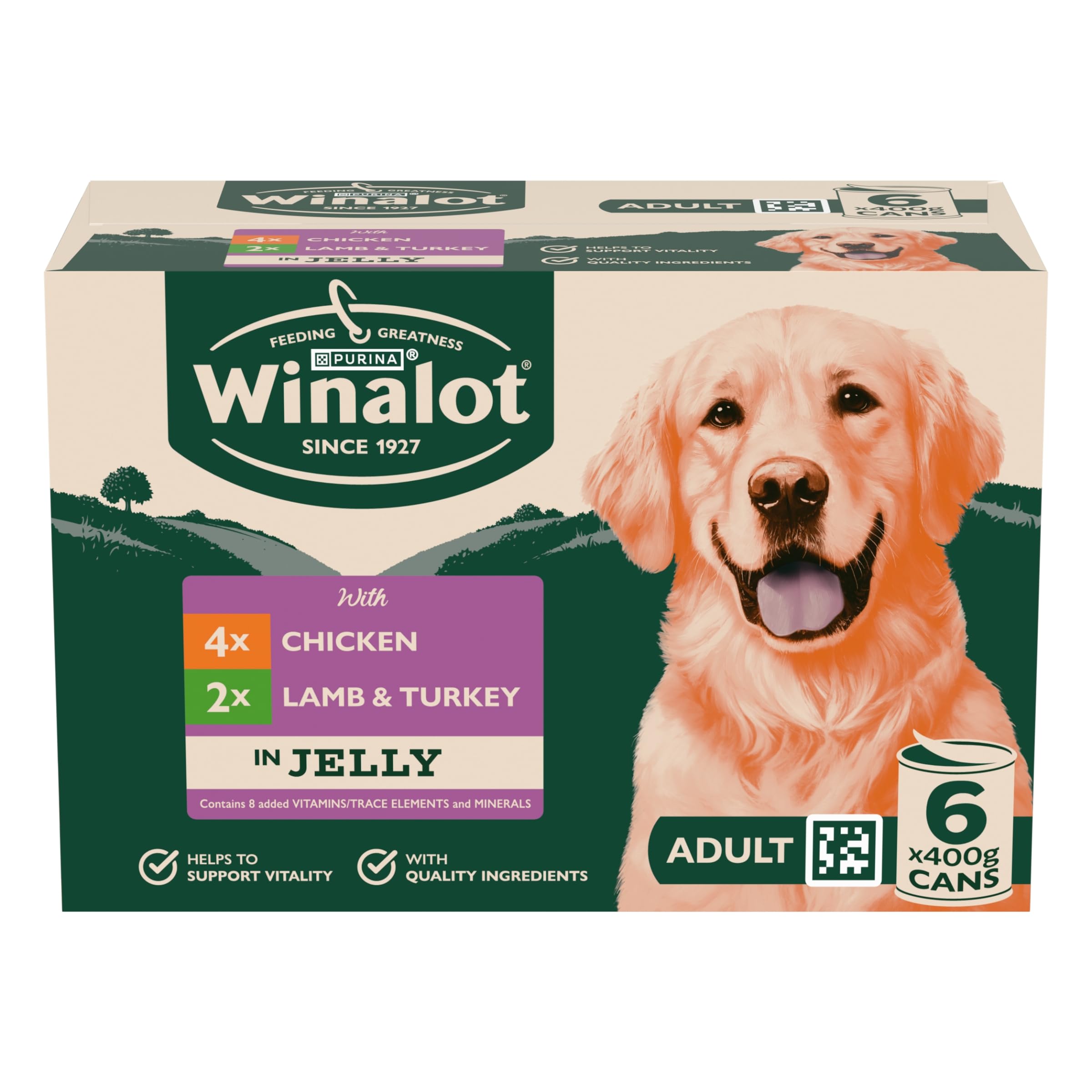 WINALOT Classics Mixed in Jelly Wet Dog Food Cans 6x400g (Pack of 4)