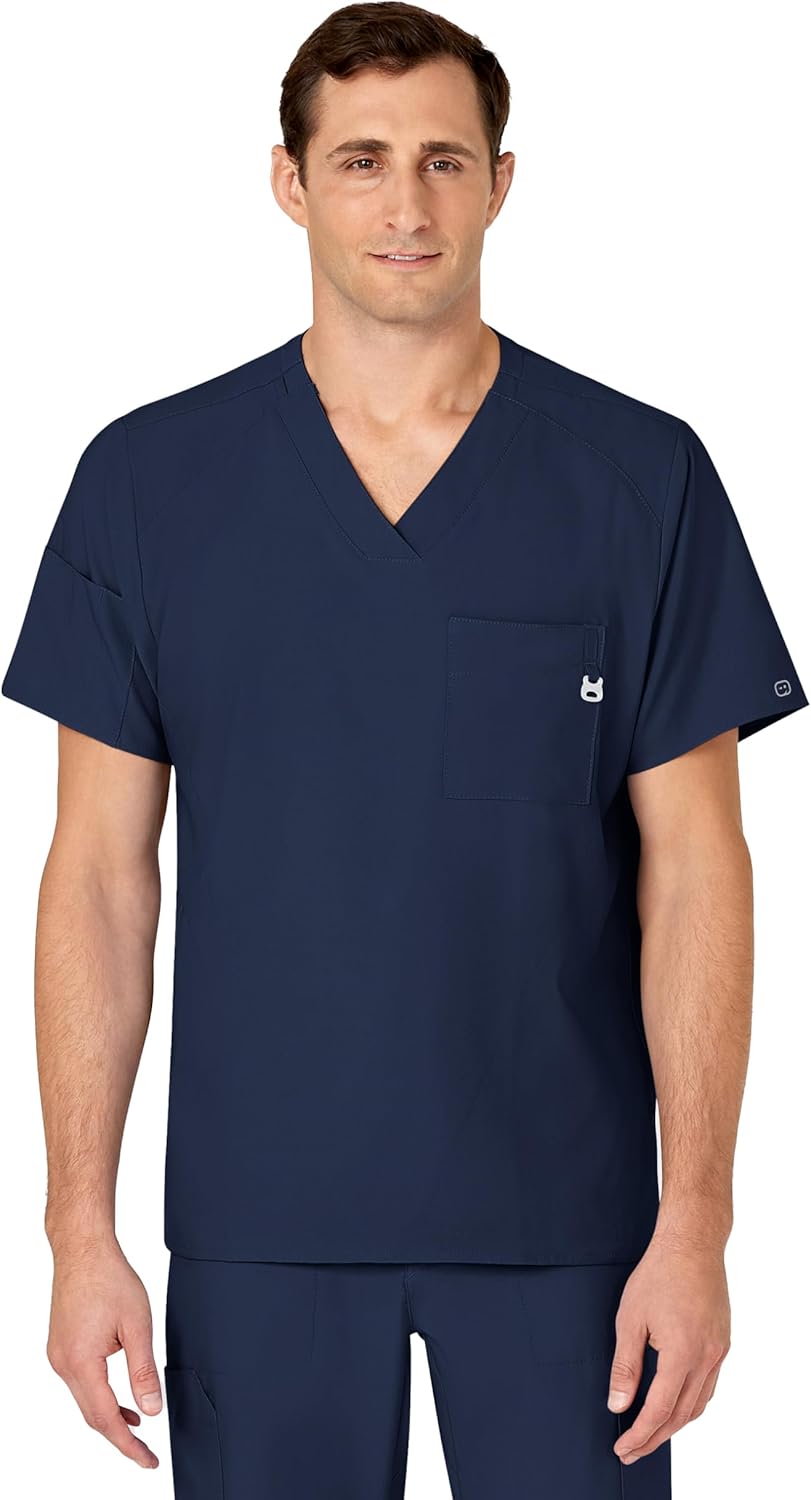 WINK Scrubs for Men, W123, V-Neck Tops with 6 Pockets