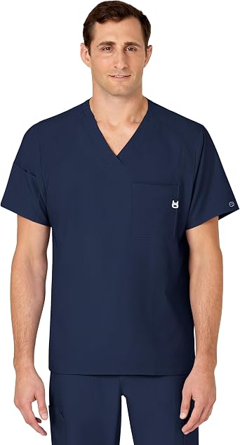 Wink Scrubs for Men, W123, V-Neck Tops with 6 Pockets