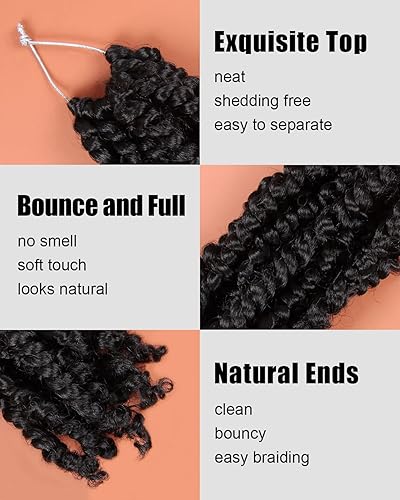 Miniatura 3 de Pelo de Passion Twist, cabello trenzado de estilo Passion Twist de 10 pulgadas, trenzas cortas pretrenzadas de ganchillo jumbo pretrenzadas de dos