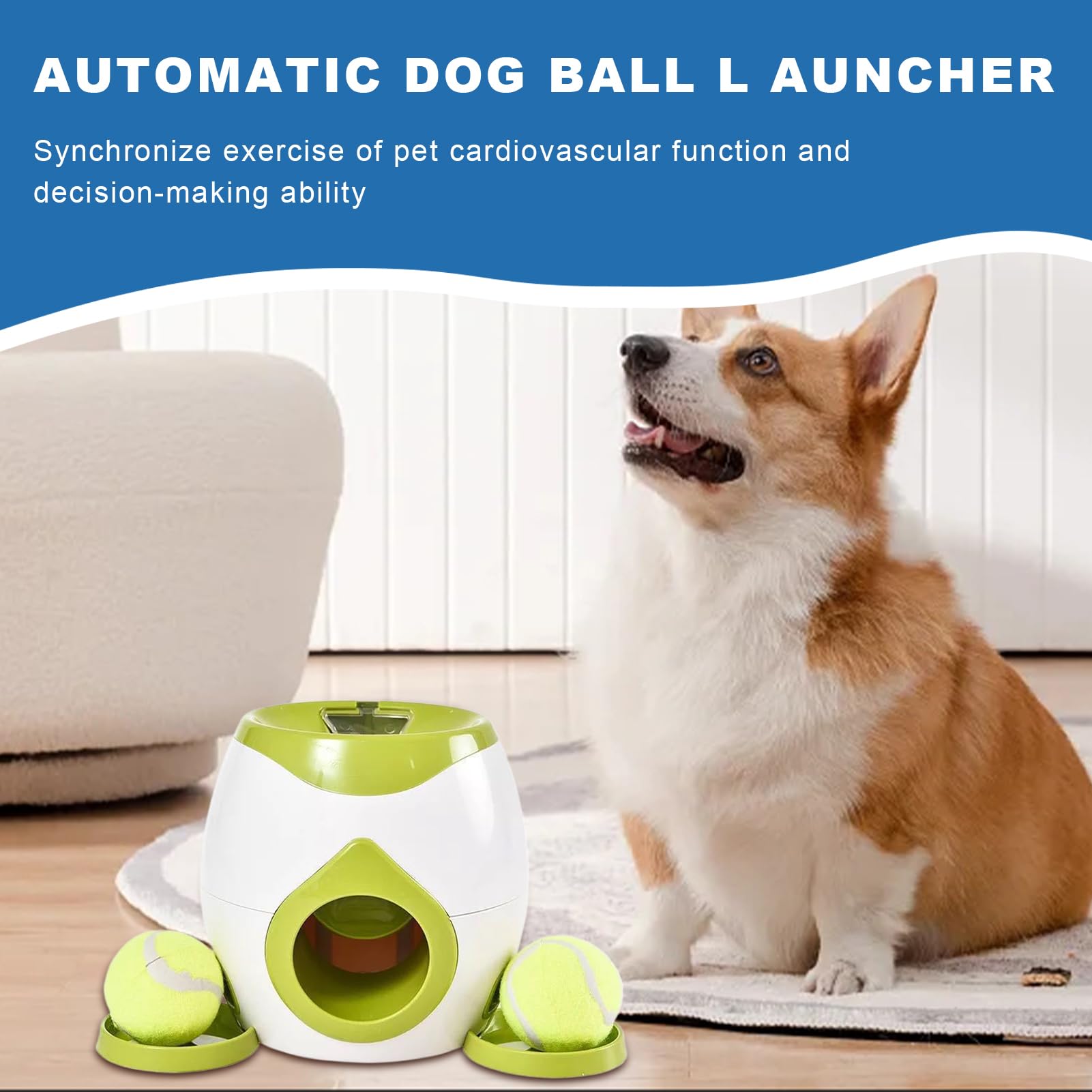 Tireur de balle pour chiens, lance-balle pour chiens - Automatique du lanceur de baseball pour animal de compagnie,Enrichissement de stimulation mentale de tir de balle interactive avec mangeur pour m