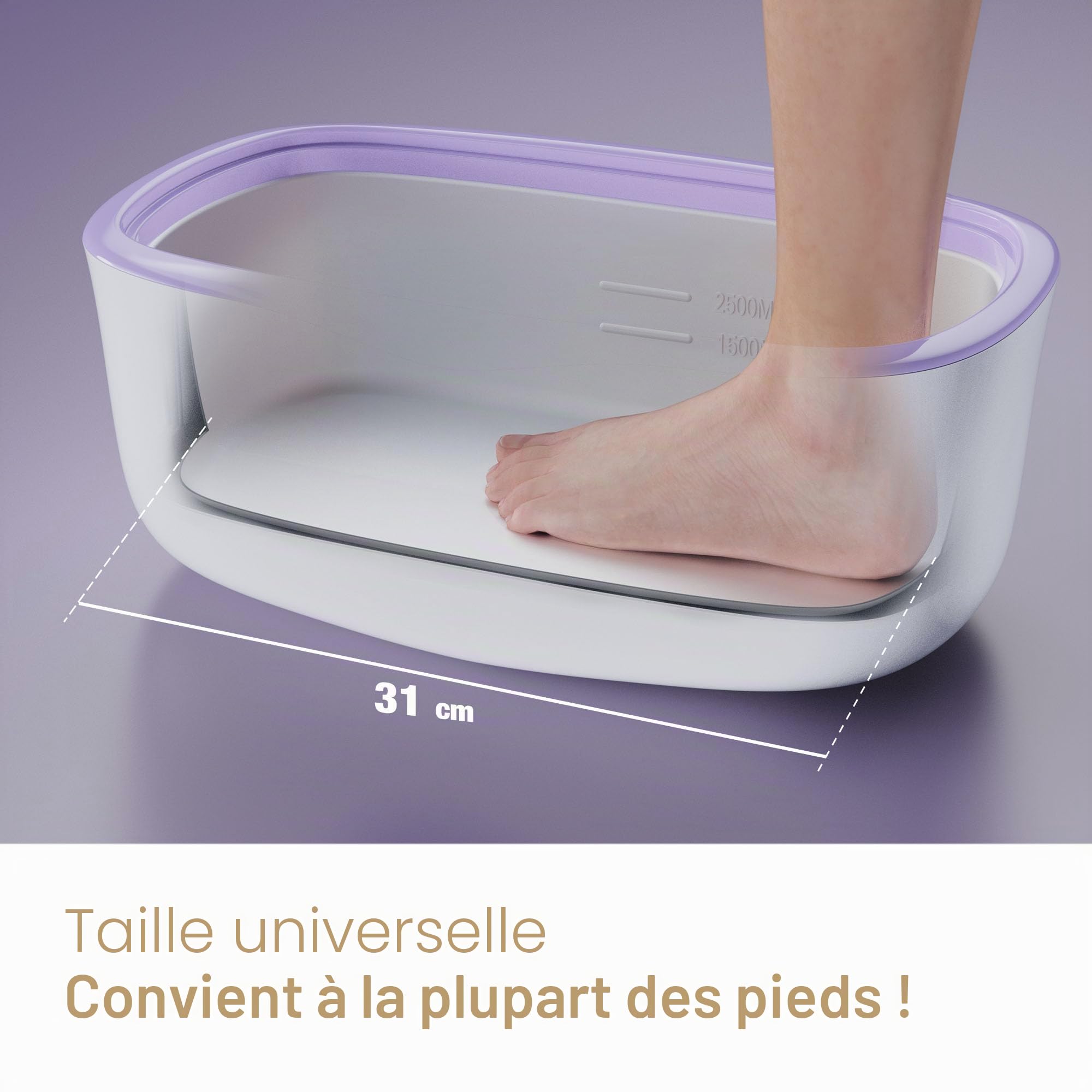 LAVANY Bain de paraffine pour mains et pieds, 4000 ml, appareil à cire de paraffine 230 W avec accessoires, cire de paraffine 1350 g et gants jetables (violet)