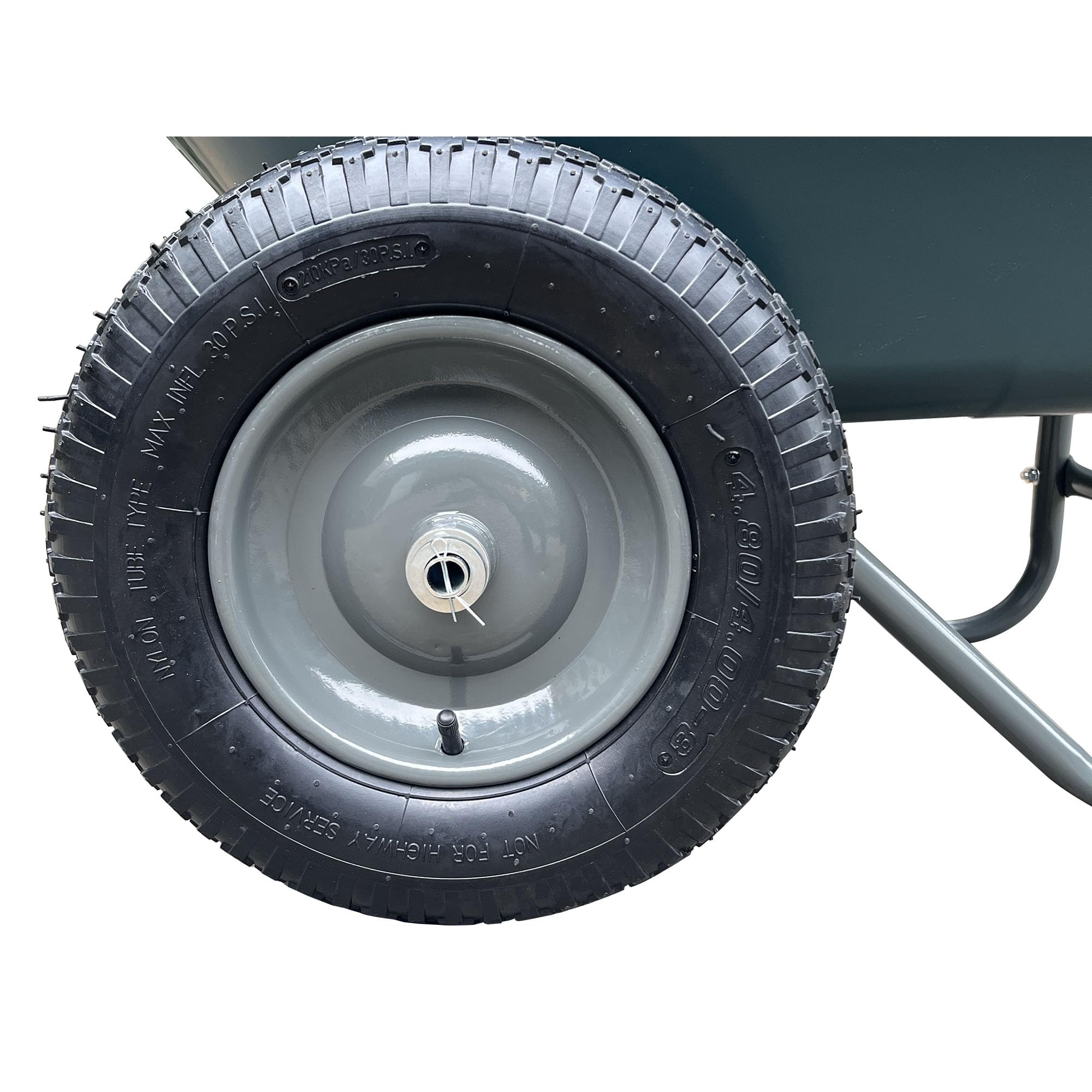 Brouette de jardin à deux roues – Capacité de 270 kg – Chariot utilitaire robuste – Design stable à deux roues avec pneus pneumatiques tout-terrain et plateau en polyéthylène antirouille