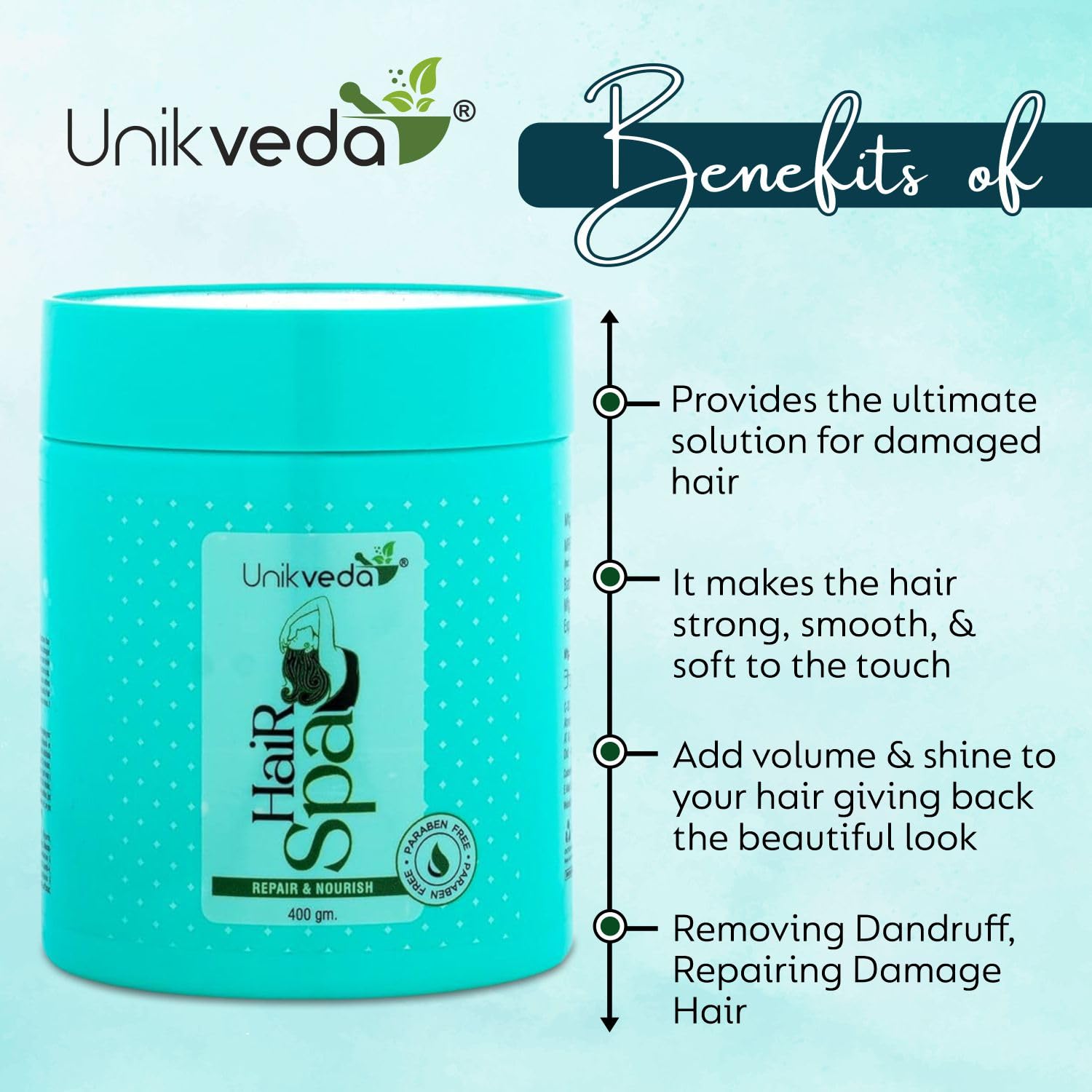UNIKVEDA Repair and Nourish Hair Spa for Removing Dandruff, Repairing Damage Hair, Relieves Stress 200gm 2