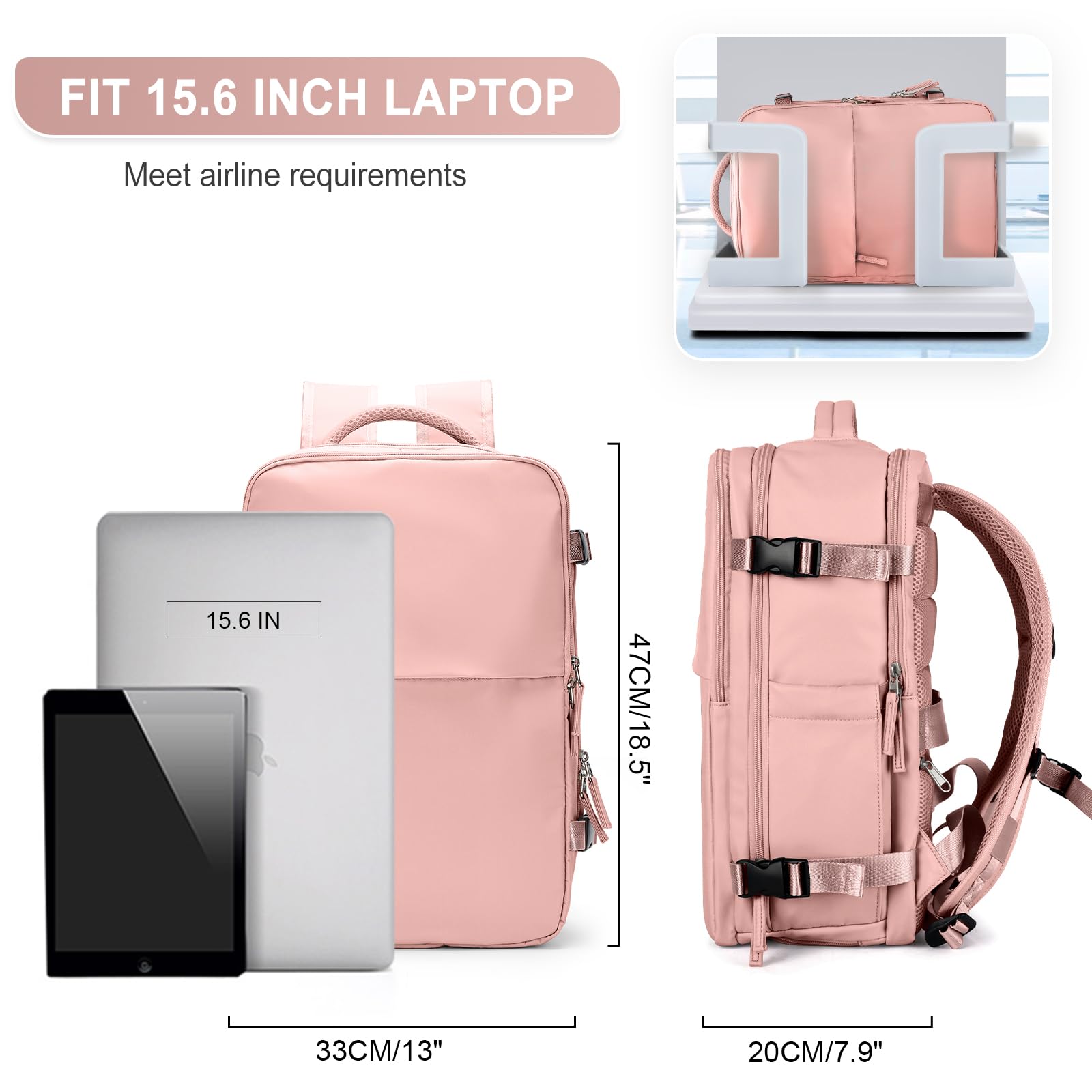 Zaino Bagaglio a Mano Ryanair 40x20x25 Zaino Aereo Borse da Cabina per Easyjet 45x36x20 Zaino da Viaggio donna con porta ricarica USB, Borsa da Viaggio aereo Zaino Computer Impermeabile Casual Daypack