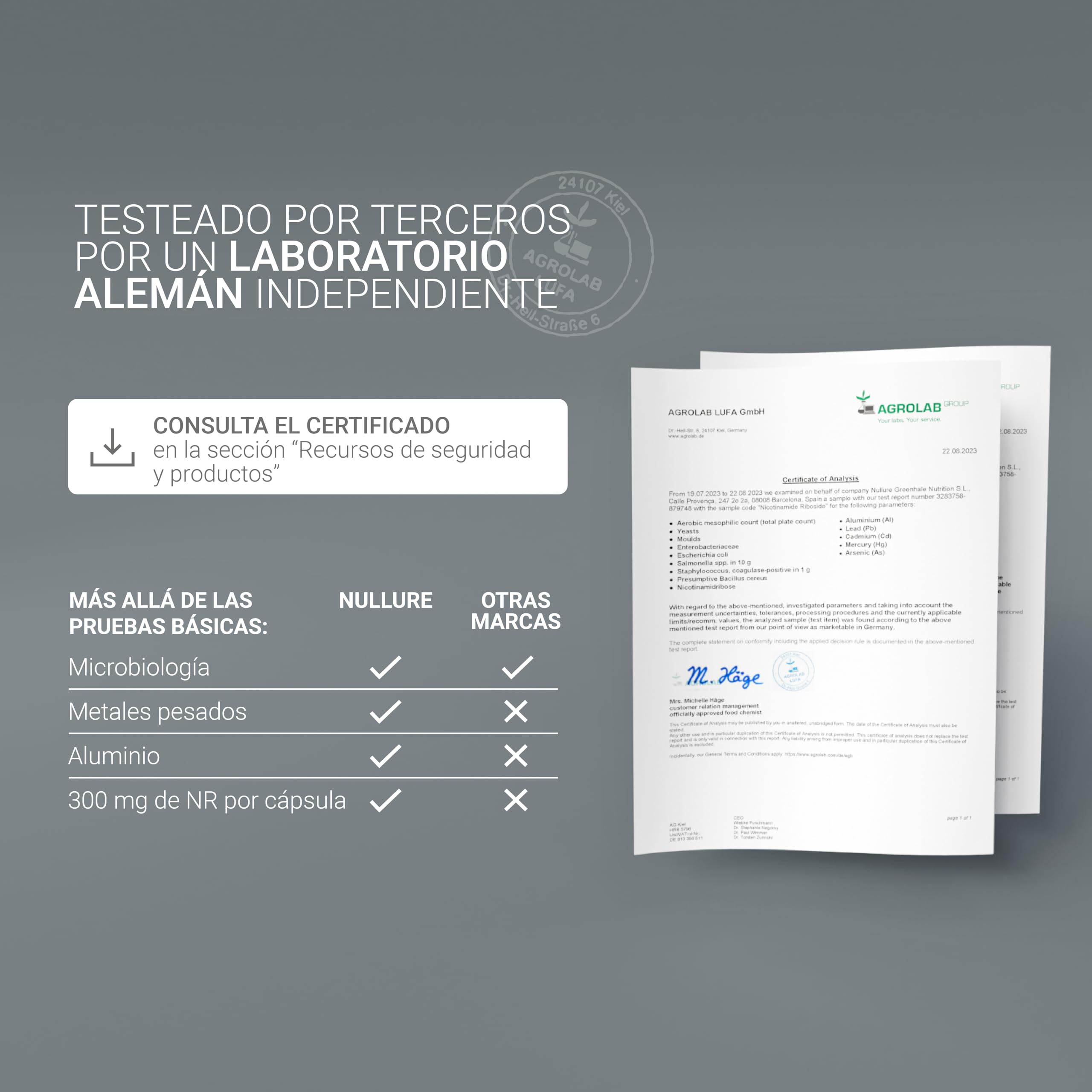 Nullure NAD Nicotinamide Riboside 300mg 90 cápsulas | NAD+ Boost | Certificado Clean Label | Testado por terceros | Vegano y sin aditivos | Alternativa NMN | NR puro >99% | NADH | Fabricado en España