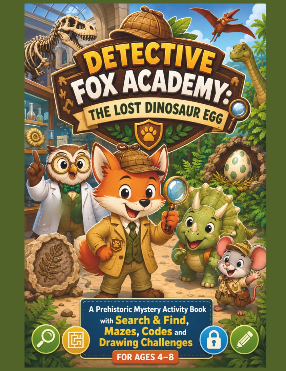 Detective Fox Academy: The Lost Dinosaur Egg: A Prehistoric Mystery Activity Book with Search & Find, Mazes, Codes and Drawing Challenges for Ages 4–8