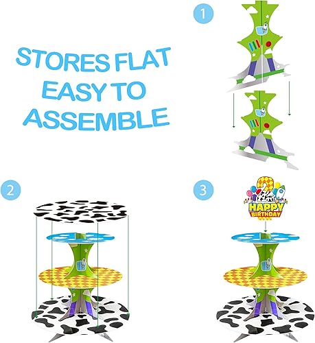 Miniatura 6 de Cartoon Story - Soporte para cupcakes de 2 cartón soporte para torre de postre para decoración de cumpleaños baby shower