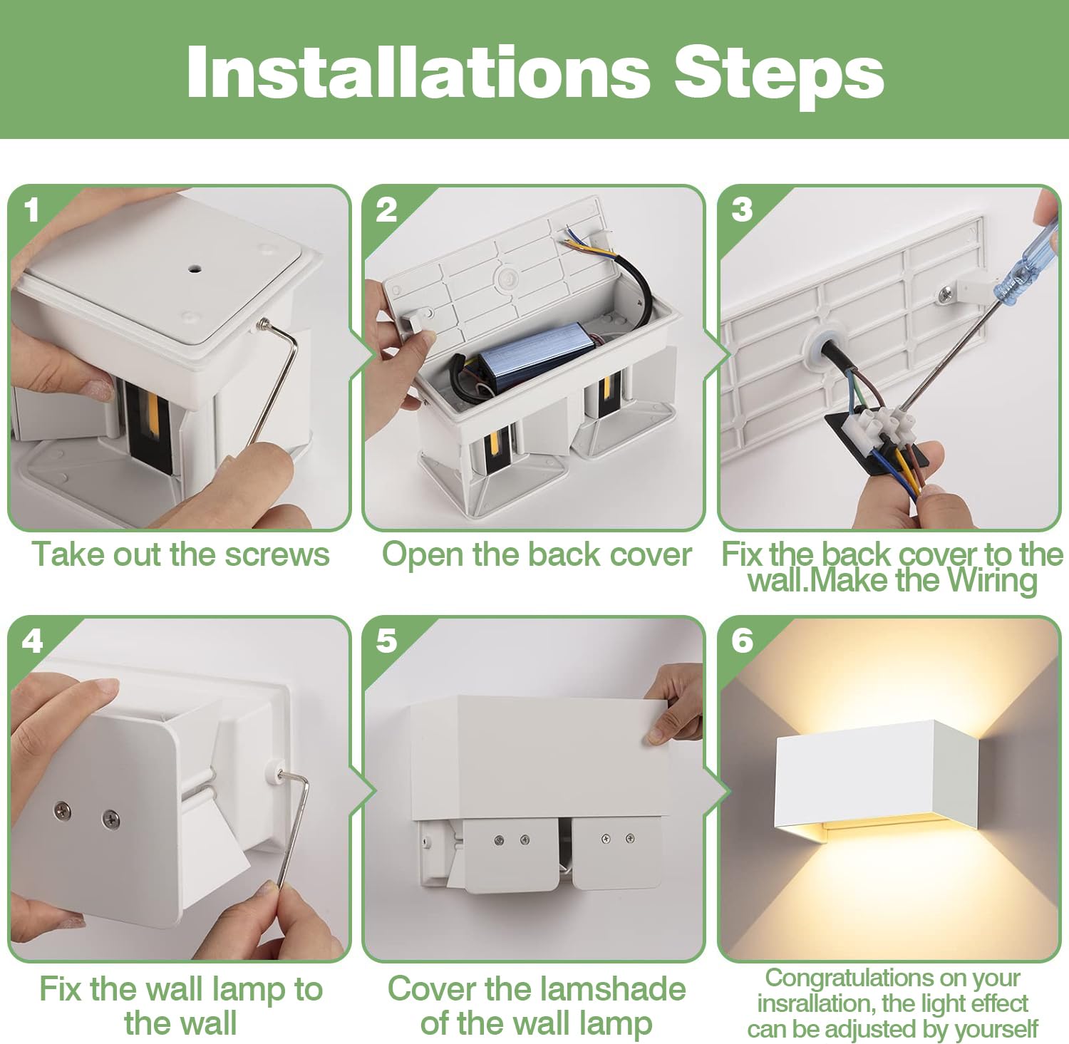 25W Applique Esterno Interno COB LED, Lampada da Parete Muro IP65 Impermeabile, Luce Bianco Caldo 3000K, in Alluminio Angolo Regolabile, Bianco, confezione da 4