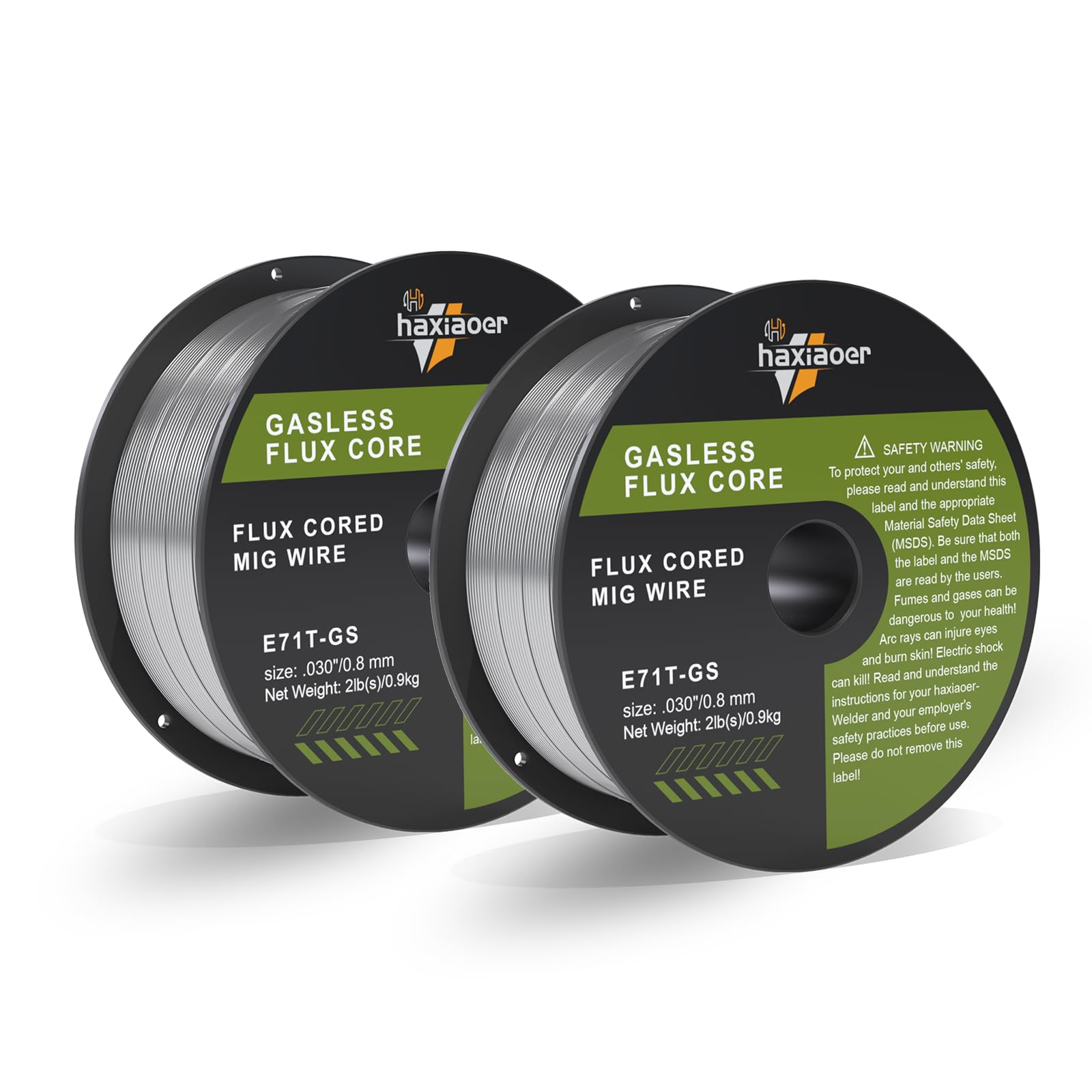 030'' Flux Core Welding Wire 2 Pounds 2 Pack, E71T-GS Low Splatter MIG Wire for All MIG Welder with ABS Spool Welding Wire