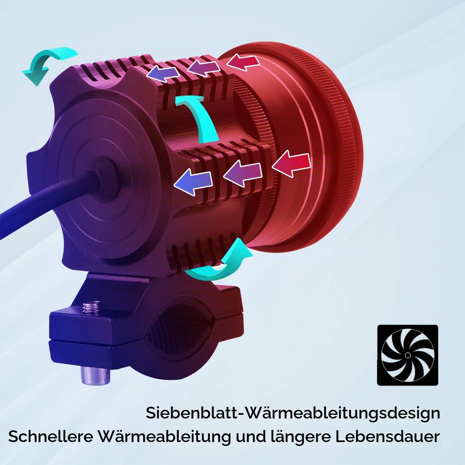 Runde LED Fernlicht EVO 90W 6000K 9000lm Zusätzliches Licht Motorrad Hochtragende Scheinwerfer Scheinwerferstrahl+Blitz Dual Mode CNC Hartglasglas IP68