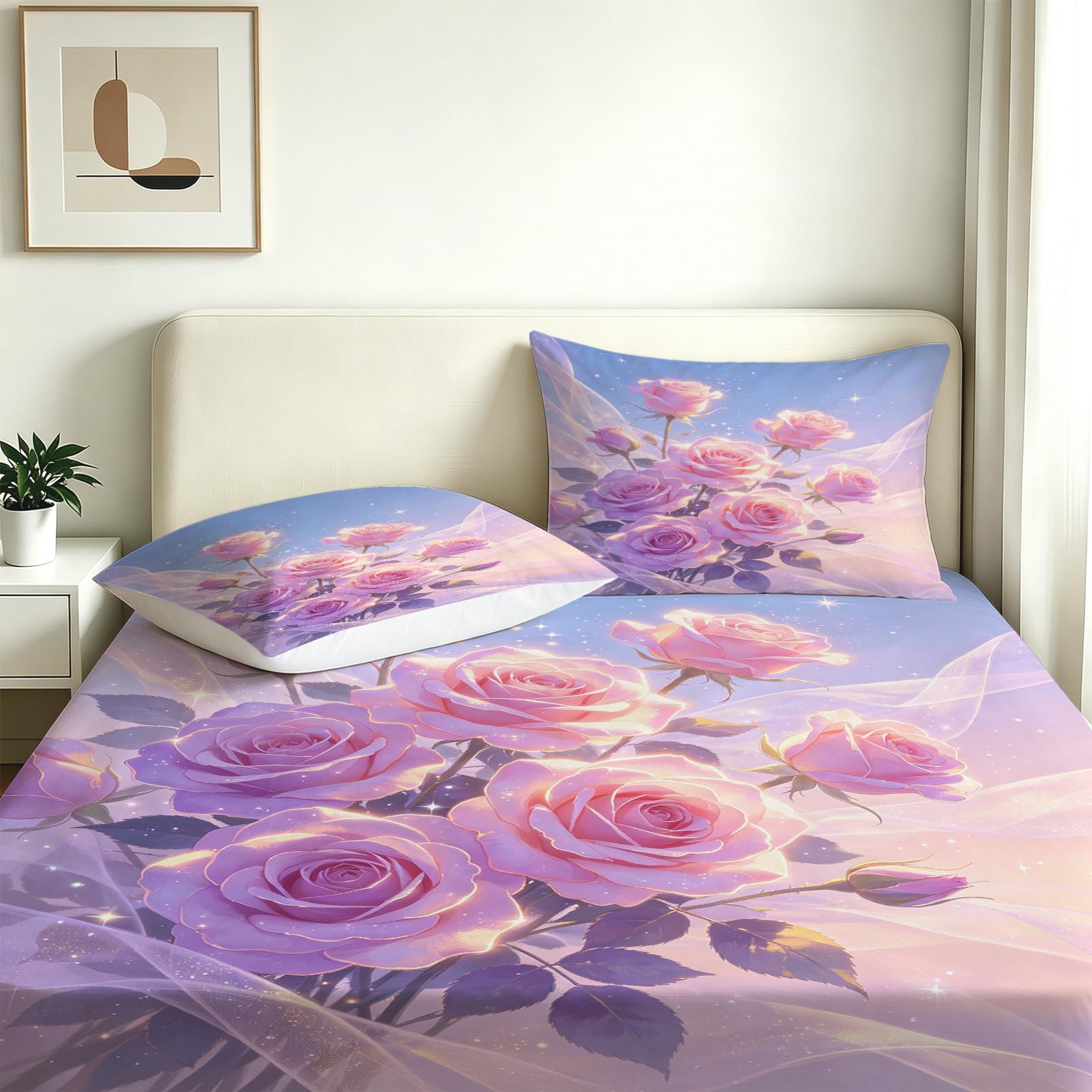 Sábana Bajera Ajustable 150 x 200 Rosa Romántico Onírico