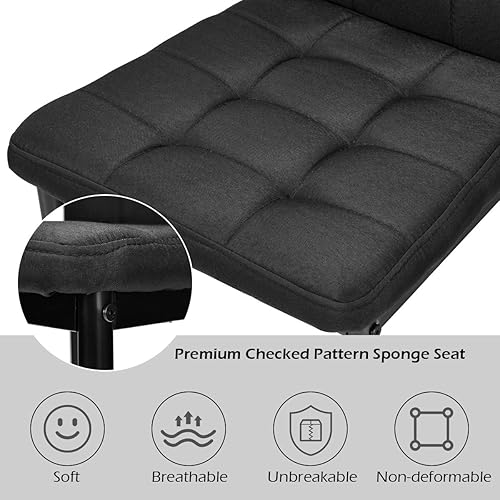 Miniatura 5 de Giantex Juego de 4 sillas de comedor de tela, con cojín tapizado y respaldo alto, patas de metal con recubrimiento en polvo, asientos con patrón a