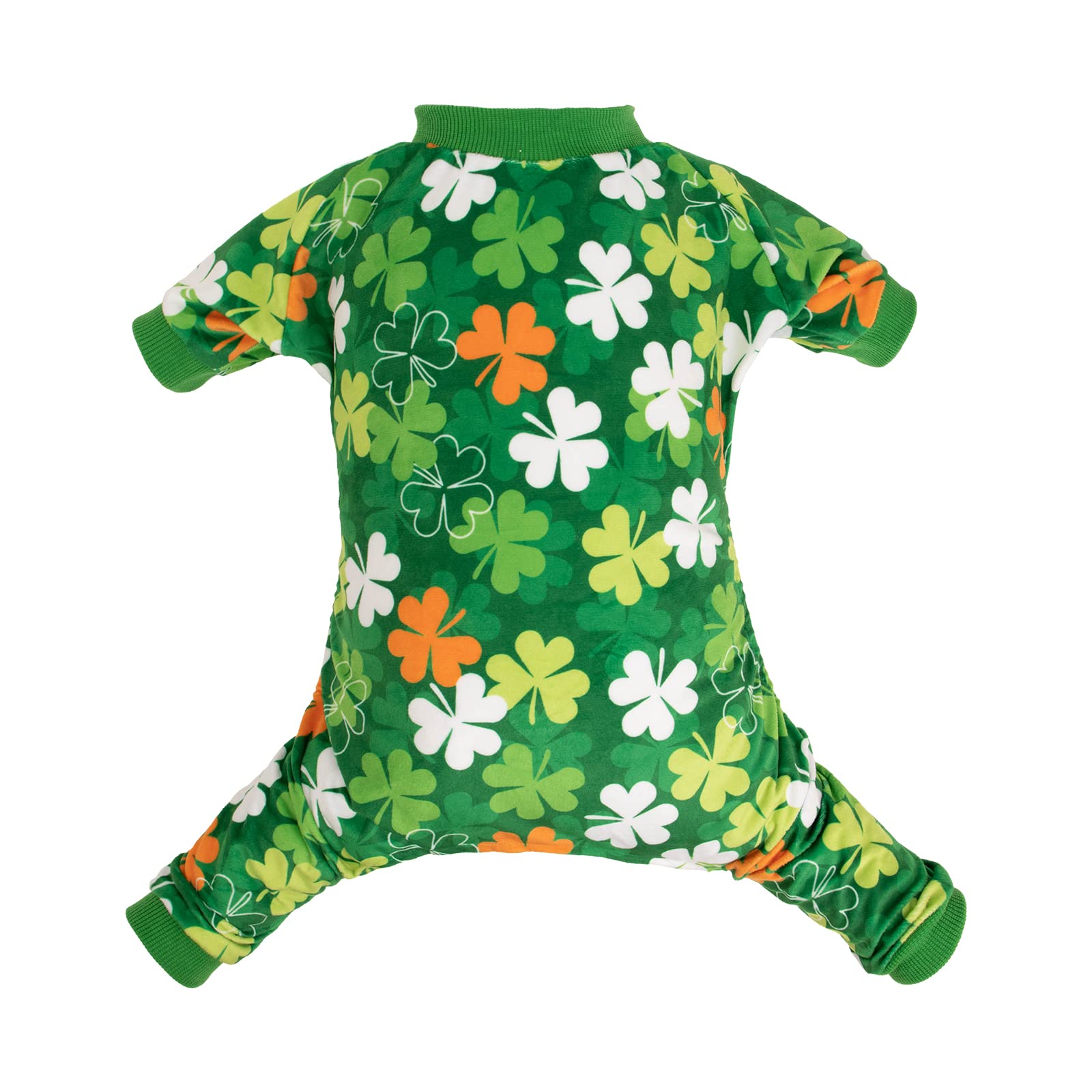 CuteBone Clover St.Patrick's Day Small Dog Pajamas Soft Puppy Pjs Fleece Stretchy Onesie Cat Clothes for Daily Wear P275M