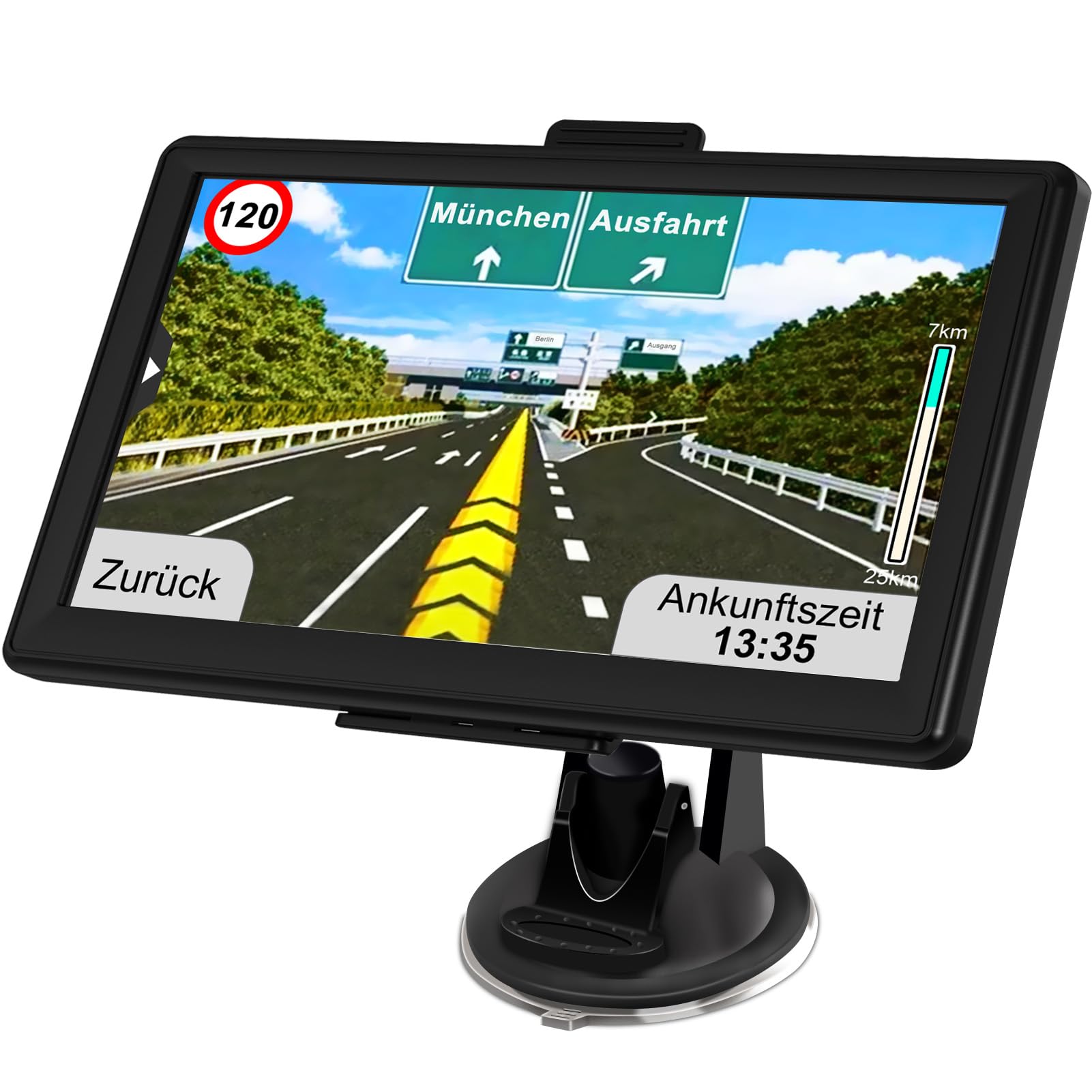GPS Navigationsgerät für Auto und LKW - 7 Zoll Navigation mit Europa UK Karten, Lebenslang Kostenloses Kartenupdate, Blitzerwarnung, Sprachführung, POI, Fahrspur (8GB)