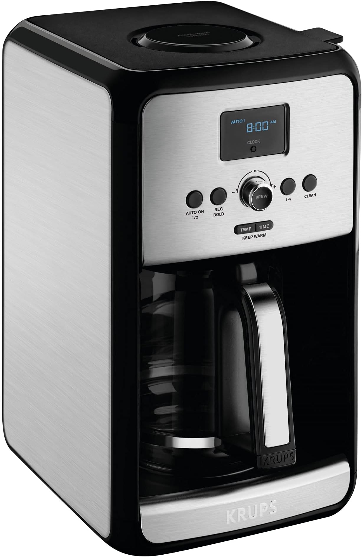 KRUPS EC314 Programmable Digital Coffee Maker, 12-Cup, Silver