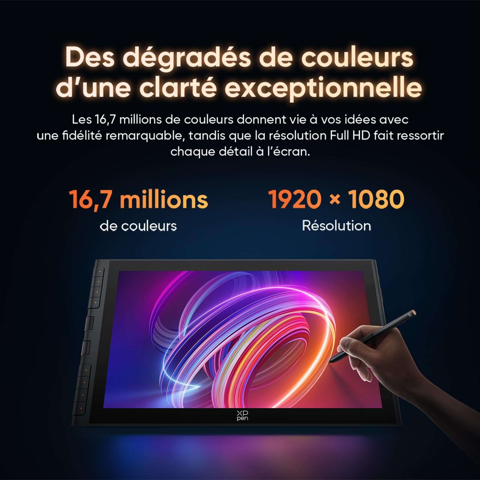 XPPen Artist 16 3rd (Édition 2026) Tablette Graphique Dessin avec Écran 15,4 Pouces, Stylet X4 Précis, Deux Molettes X-Dial, 8 Boutons de Raccourci, Support Pliable Fourni, pour Les Créatifs Nomades