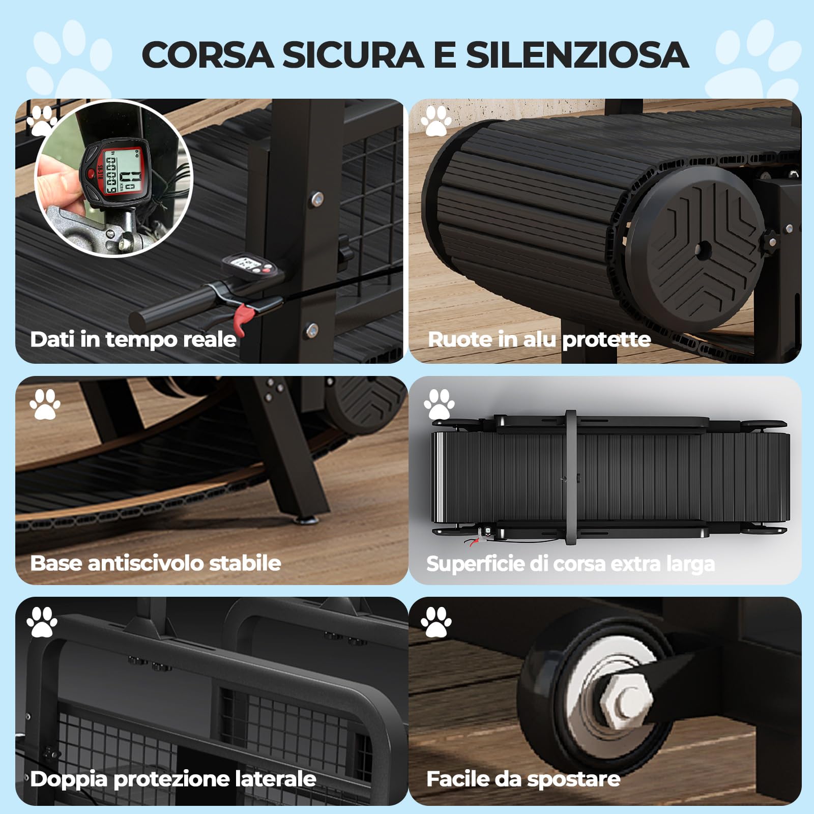 RiveraSink Cinta de Correr para Perros Slatmill Autopropulsada, Caminadora para Perros Medianos y Grandes, con Freno Manual, Capacidad 200 kg, Banda de Carrera 170×50 cm, Silenciosa para Interior