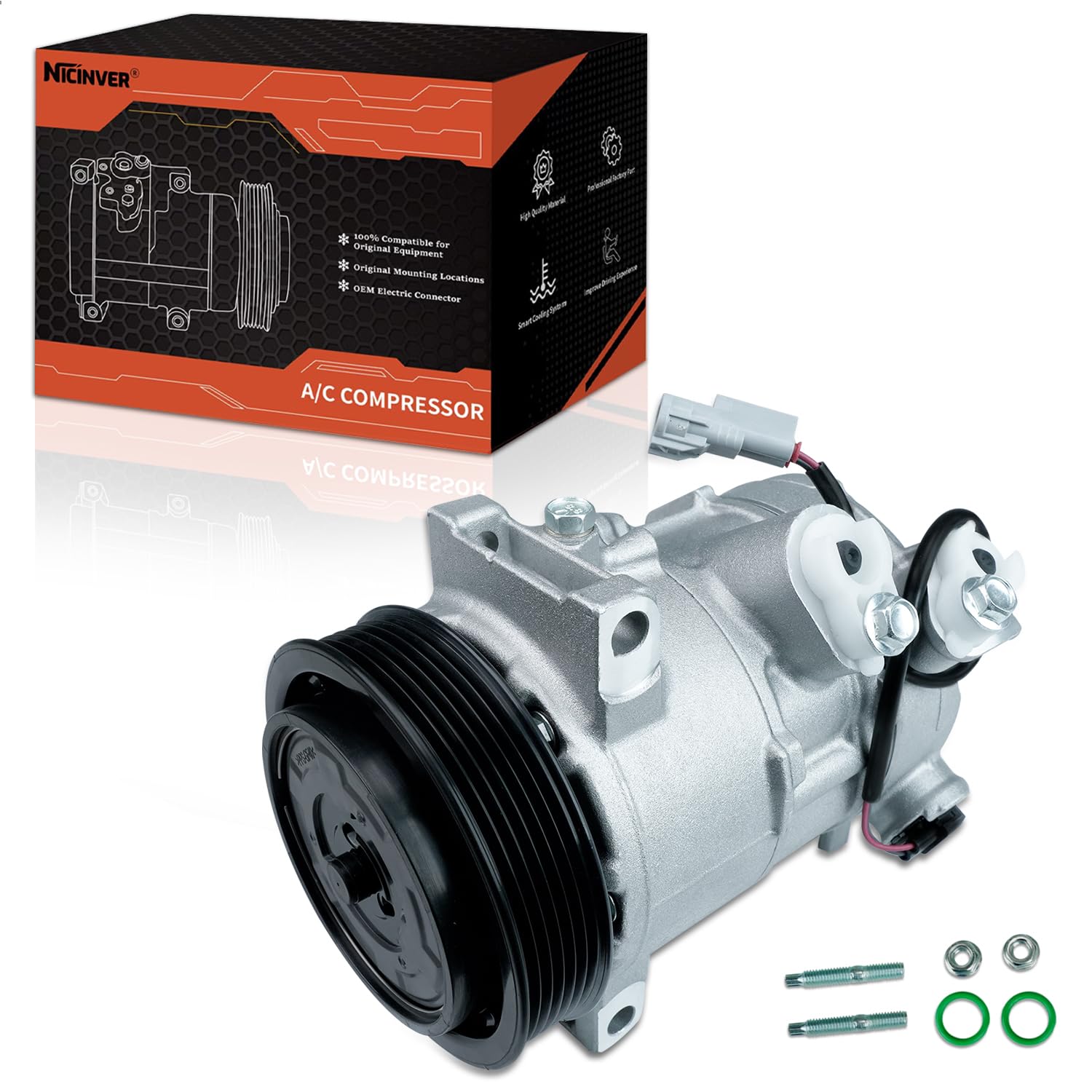 Photo 1 of Air Conditioning AC Compressor with Clutch A/C Compressor with Clutch for 2009-2012 D-odge Caliber & 2009-2016 J-eep Compass 2.0L 2.4L CO 30011C RL111610AB 55111610AA 55111610AB 158388 6512470