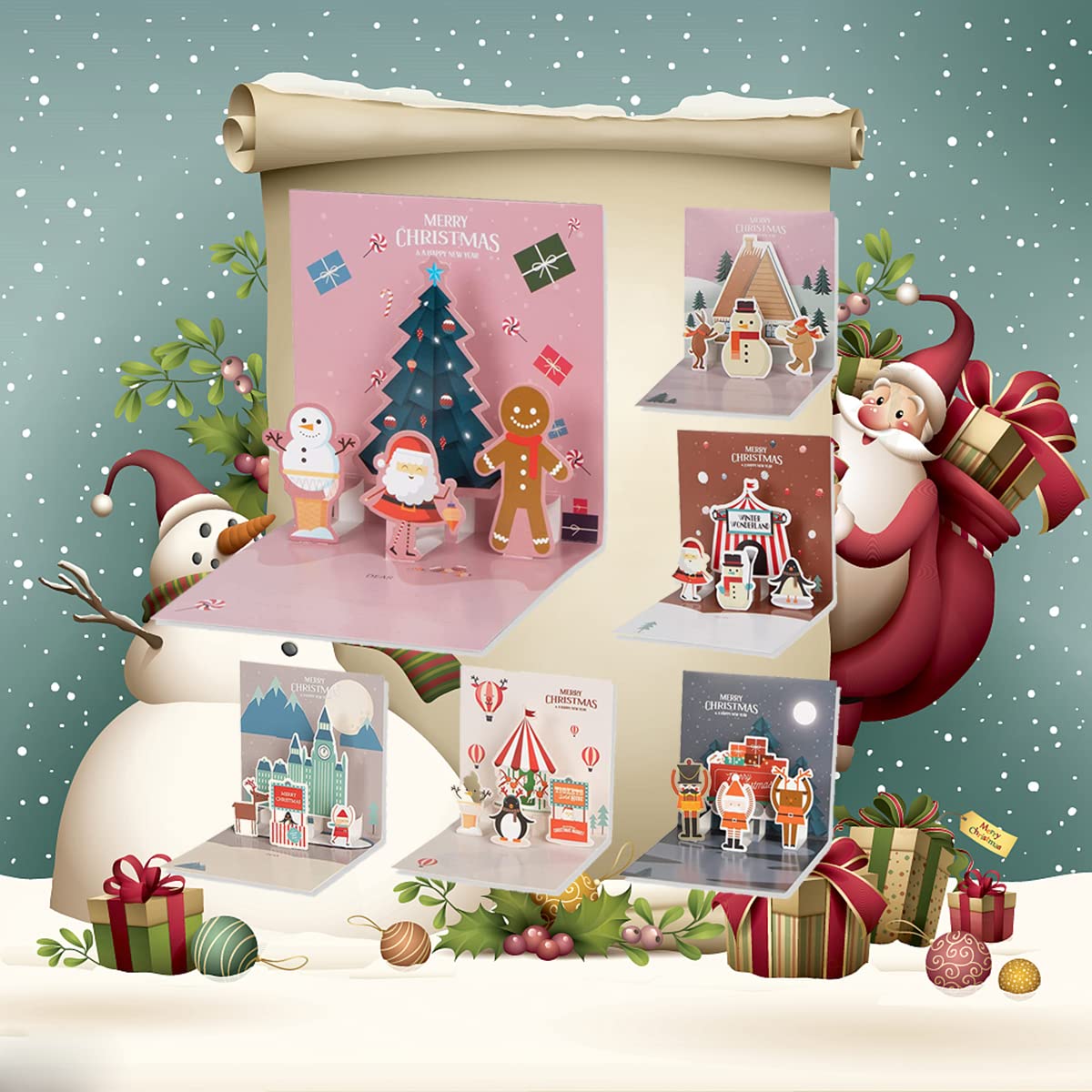 Sumairs – 6 Biglietti Di Auguri Natalizi 3D Pop-Up Con Buste – Cartoline Creative Con Taglio Laser Per Regali E Decorazioni 2022