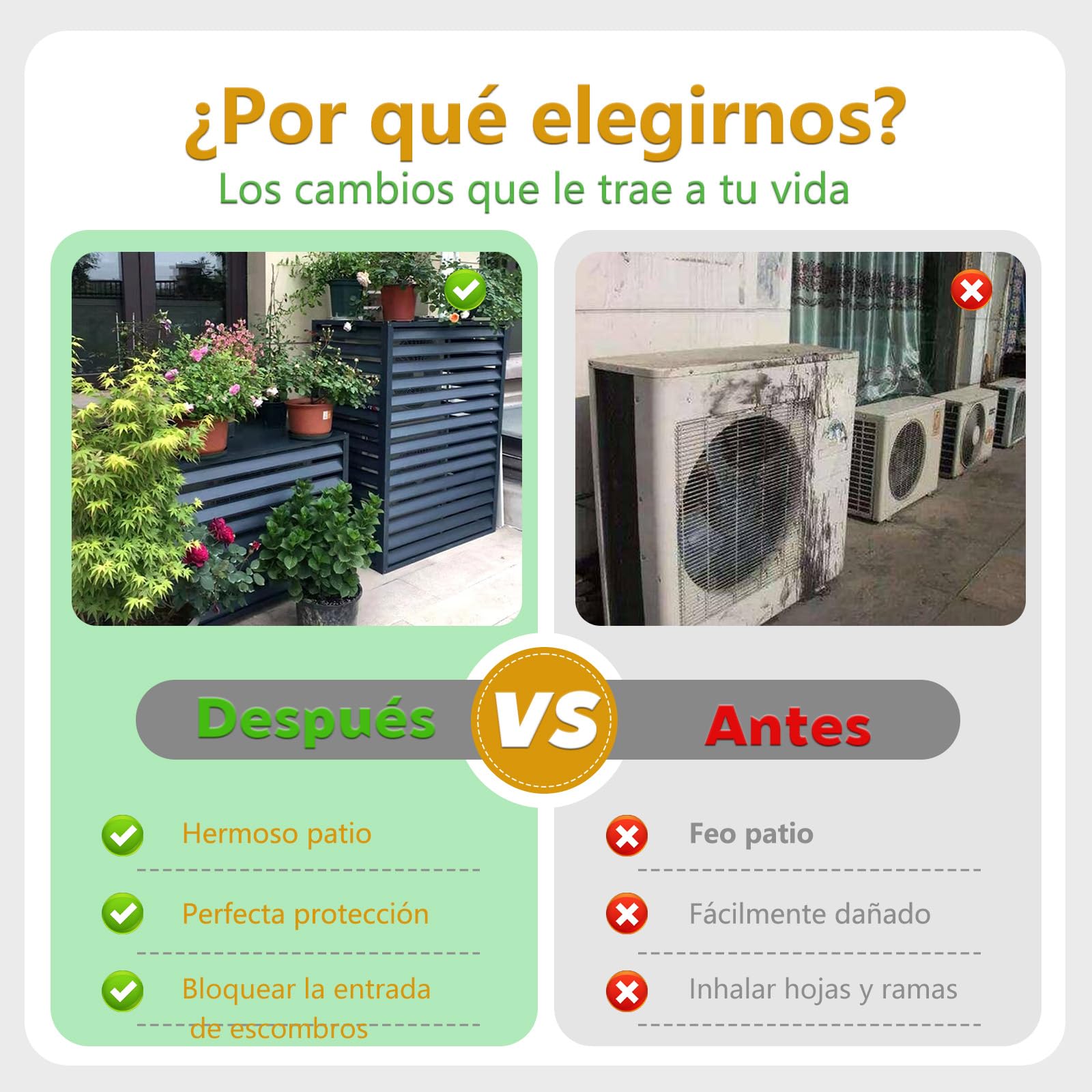 100×50×70(1.5P) Gris Sin Cub Cubierta Protectora Aire Acondicionado Aluminio - Dnowegas Funda Exterior Antirrobo Resistente Inclemencias Decorativa Pantalla Privacidad Ventilación
