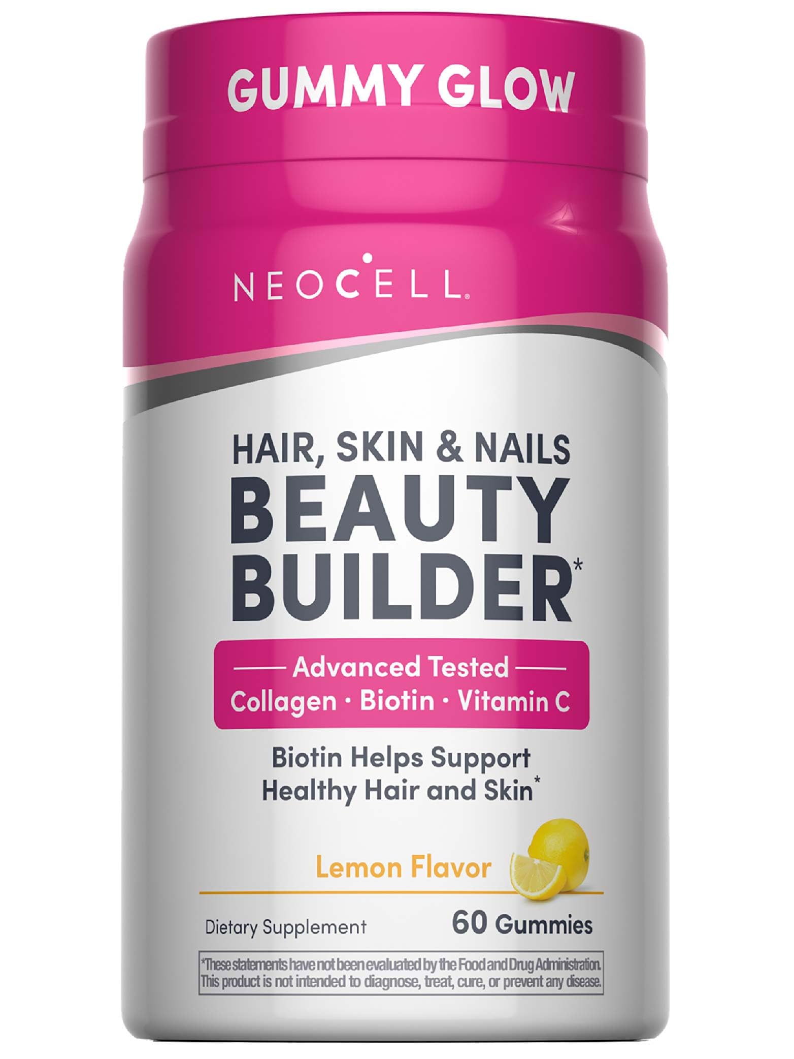 NeoCell, Hair, Skin & Nails Gummies, Lemons, 60 Gummies