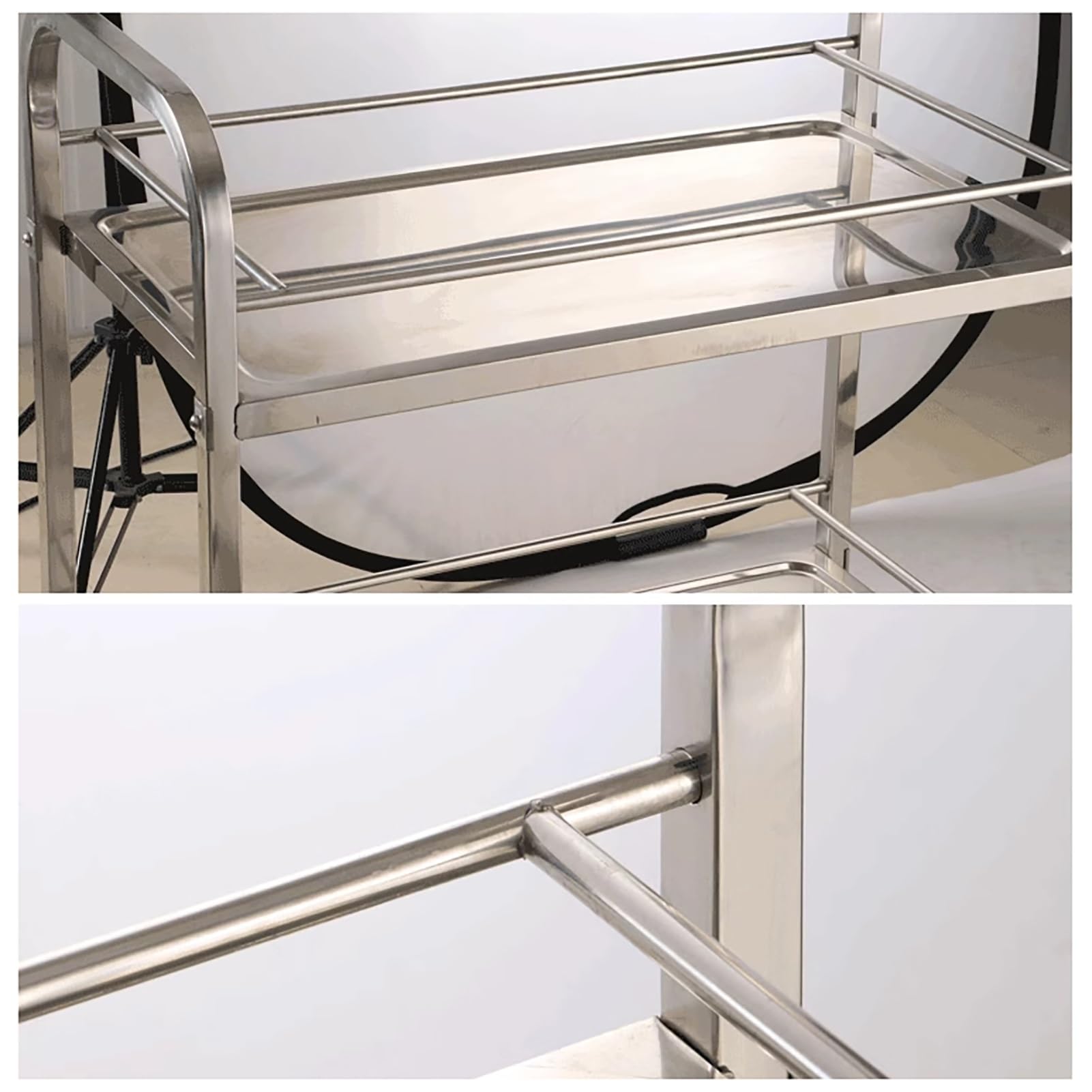 Carrello da Laboratorio con 2 Ripiani, Carrello da Laboratorio per Servizio clinico Mobile, banco da Lavoro Commerciale con Ruota piroettante, per ospedali cliniche Spa saloni di Bellezza RI