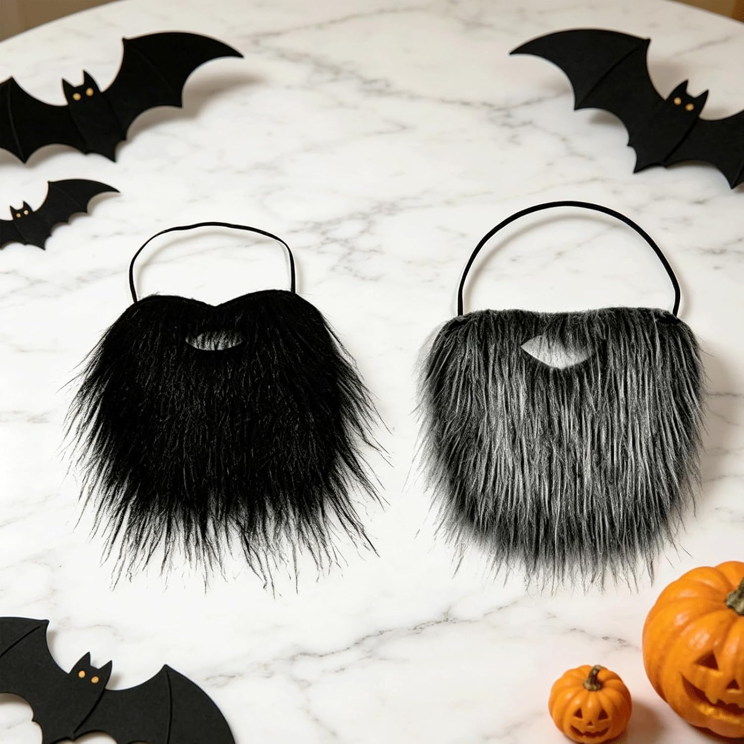 4PCS Fake Beards Costume Accessories, 4 Colors Novelty False Beards with Elastic Strap, Funny False Mustaches for Halloween Cosplay Masquerade Themed Party Dress-Up Facial Supplies image 5