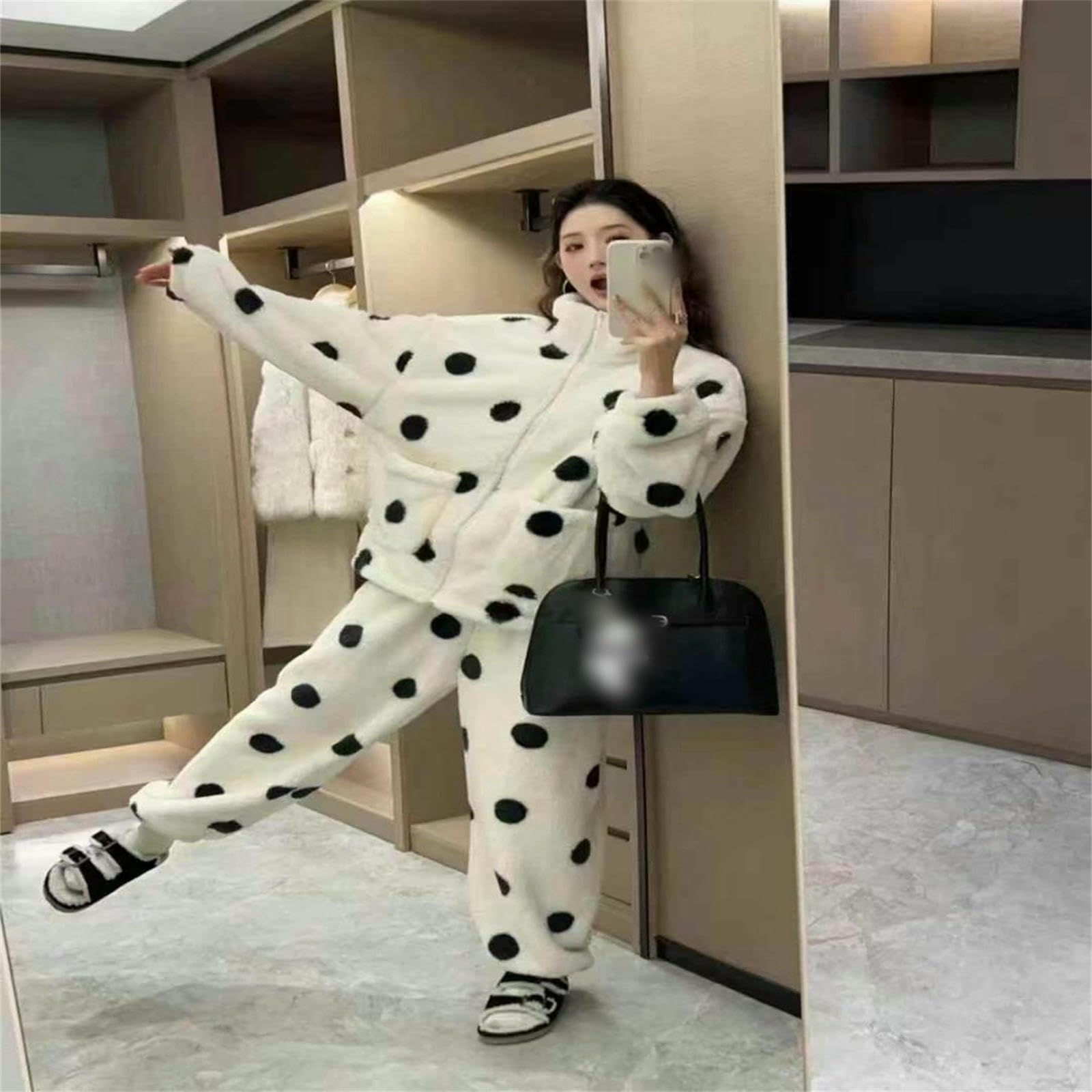 Pyjama Korallenvlies-Pyjama Für Damen, Verdickt Und Warm Herbst Winter, Süße Loungewear Mit Kapuze -Nachthemd-große Größe