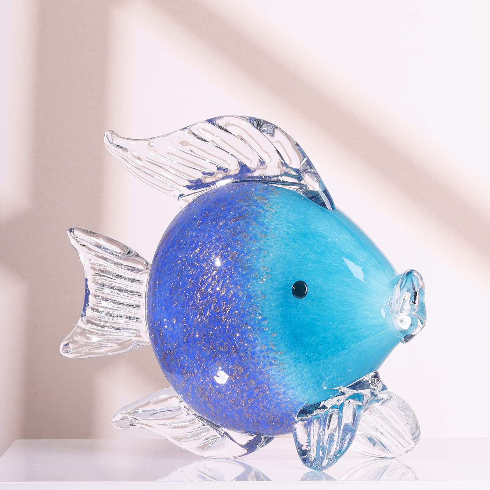 Amazon.co.jp: ブルーガラス装飾 海の生き物 ペーパーウェイト 手吹き