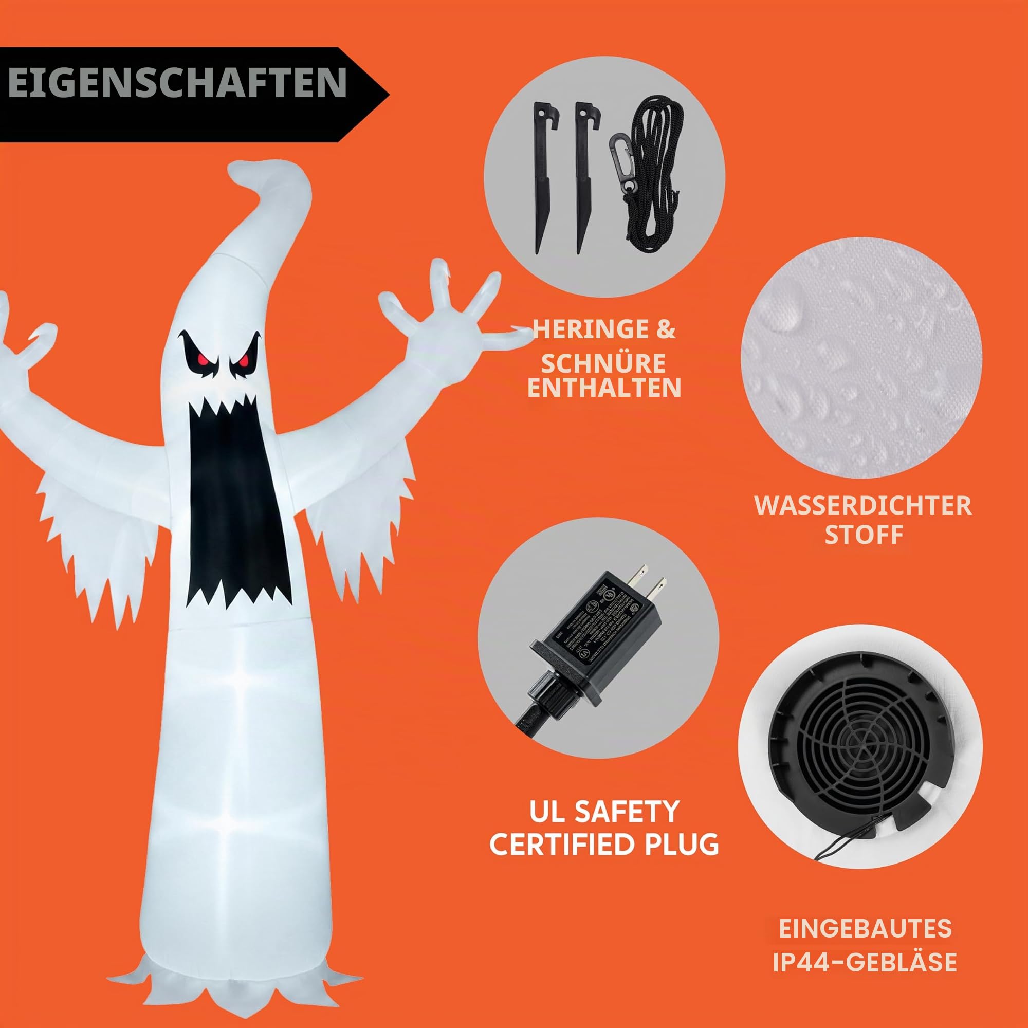 Joiedomi Halloween Aufblasbare Gruselig Geist Dekoration mit Integrierten LED für Halloween Party, Drinnen und Draußen, Hof, Garten Dekorationen