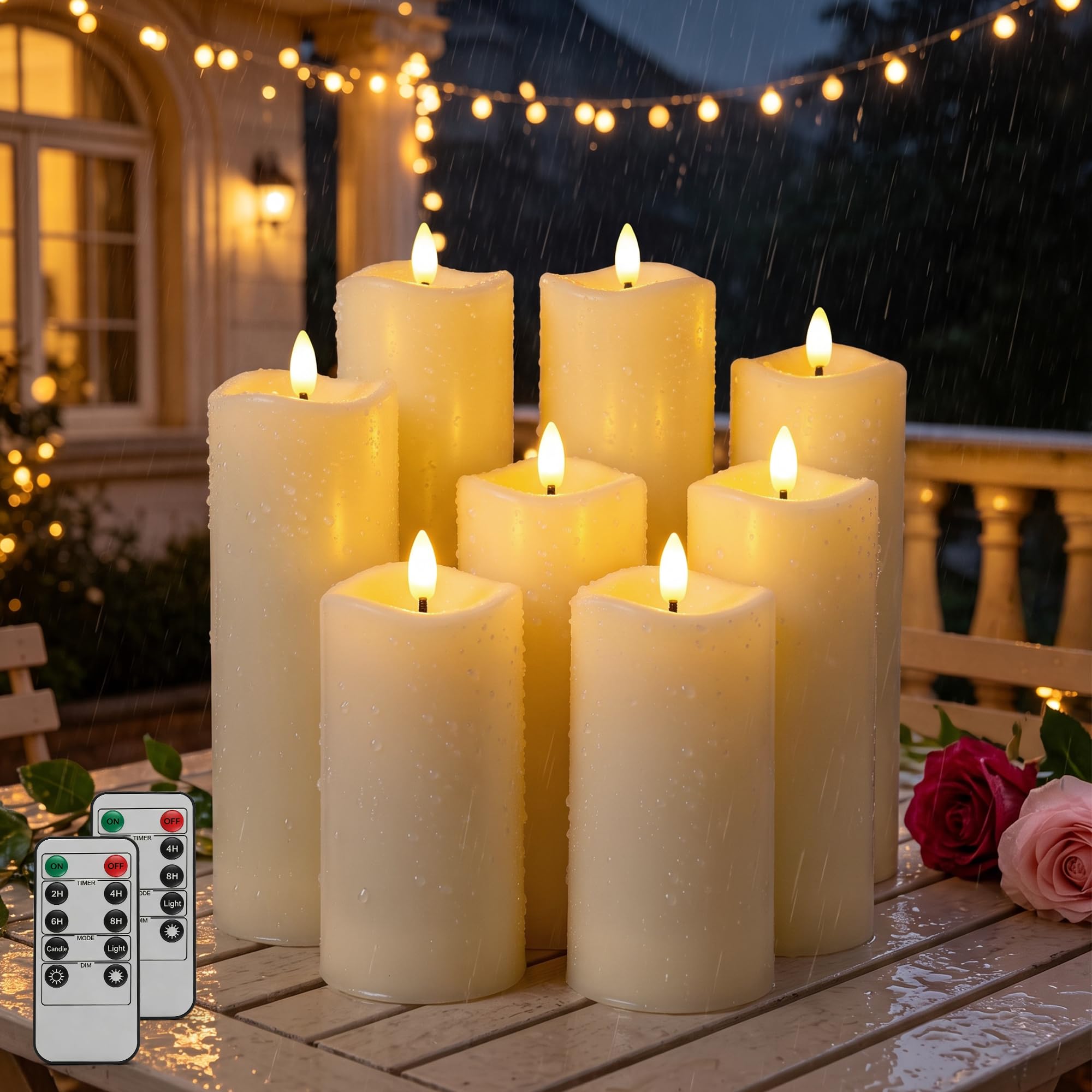 Ketom LED Kerzen Flackernde Flamme, LED Kerzen Outdoor mit Timer, 8 Stück