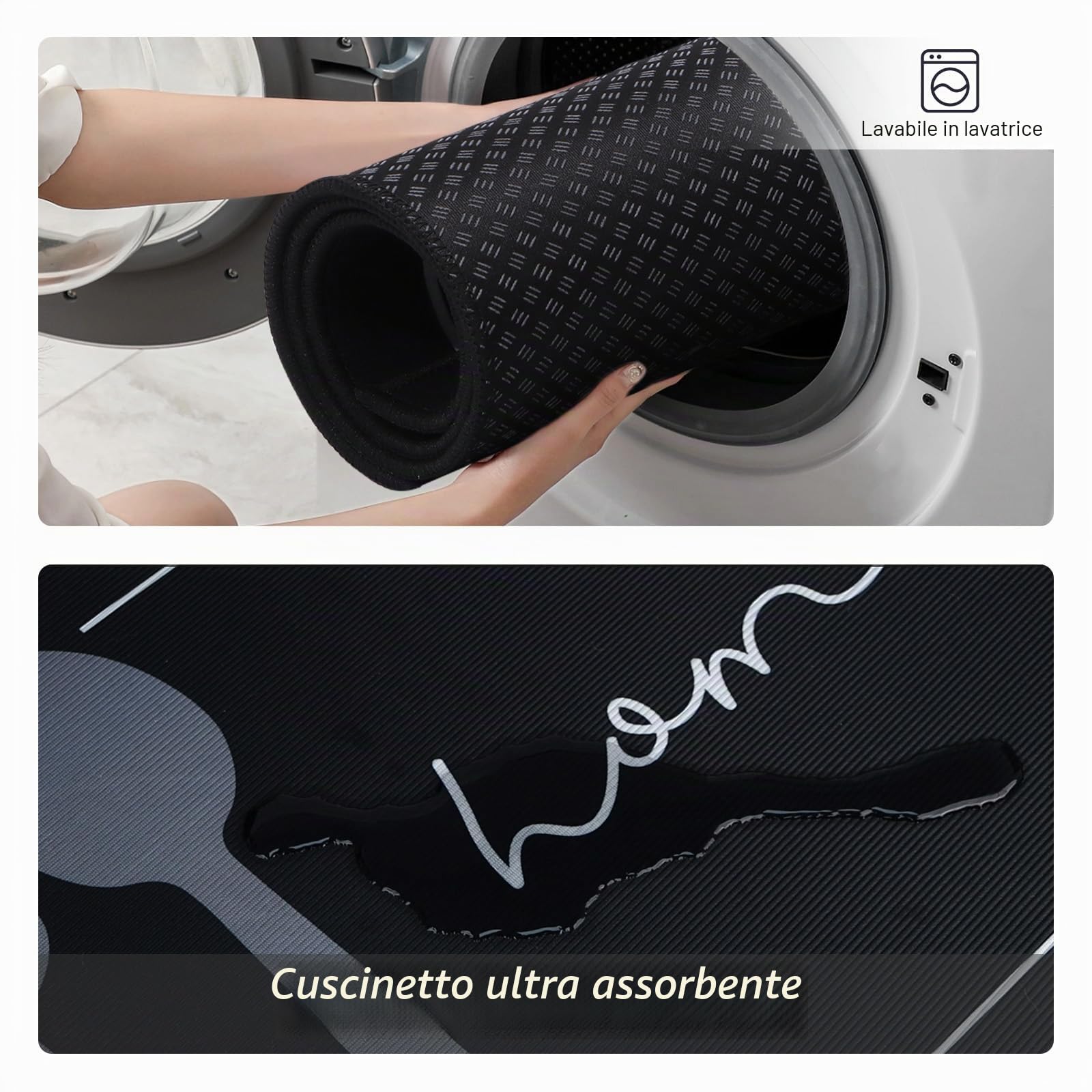 LHHMZ 2 Pezzi Tappeto Antiscivolo Lavabile, Tappetino per Cucina, Corridoio, Sala da Pranzo e Ingresso, 43x75cm + 43x120cm