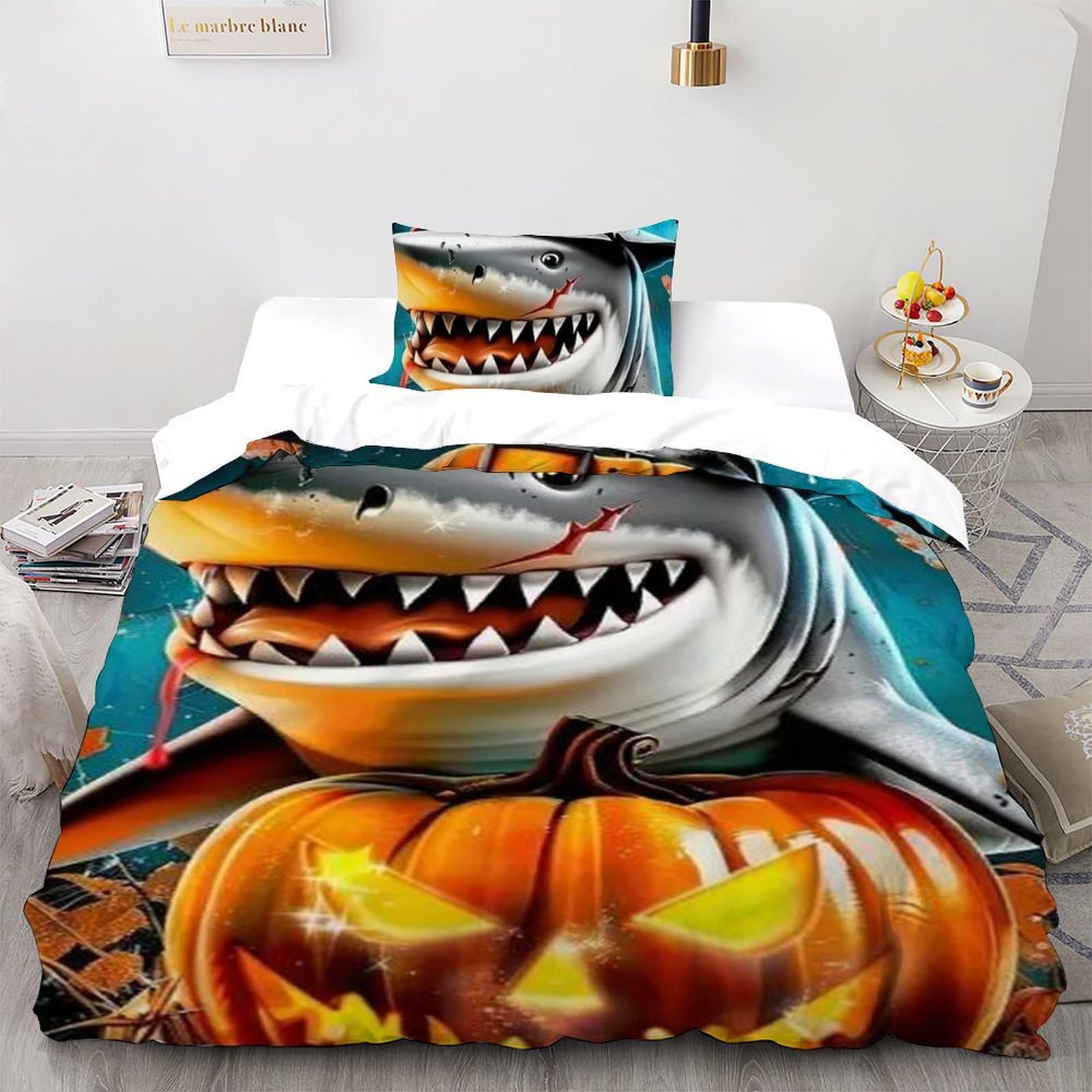 Housse de couette requin 135x200 cm pour créer un décor océanique et ludique dans sa chambre