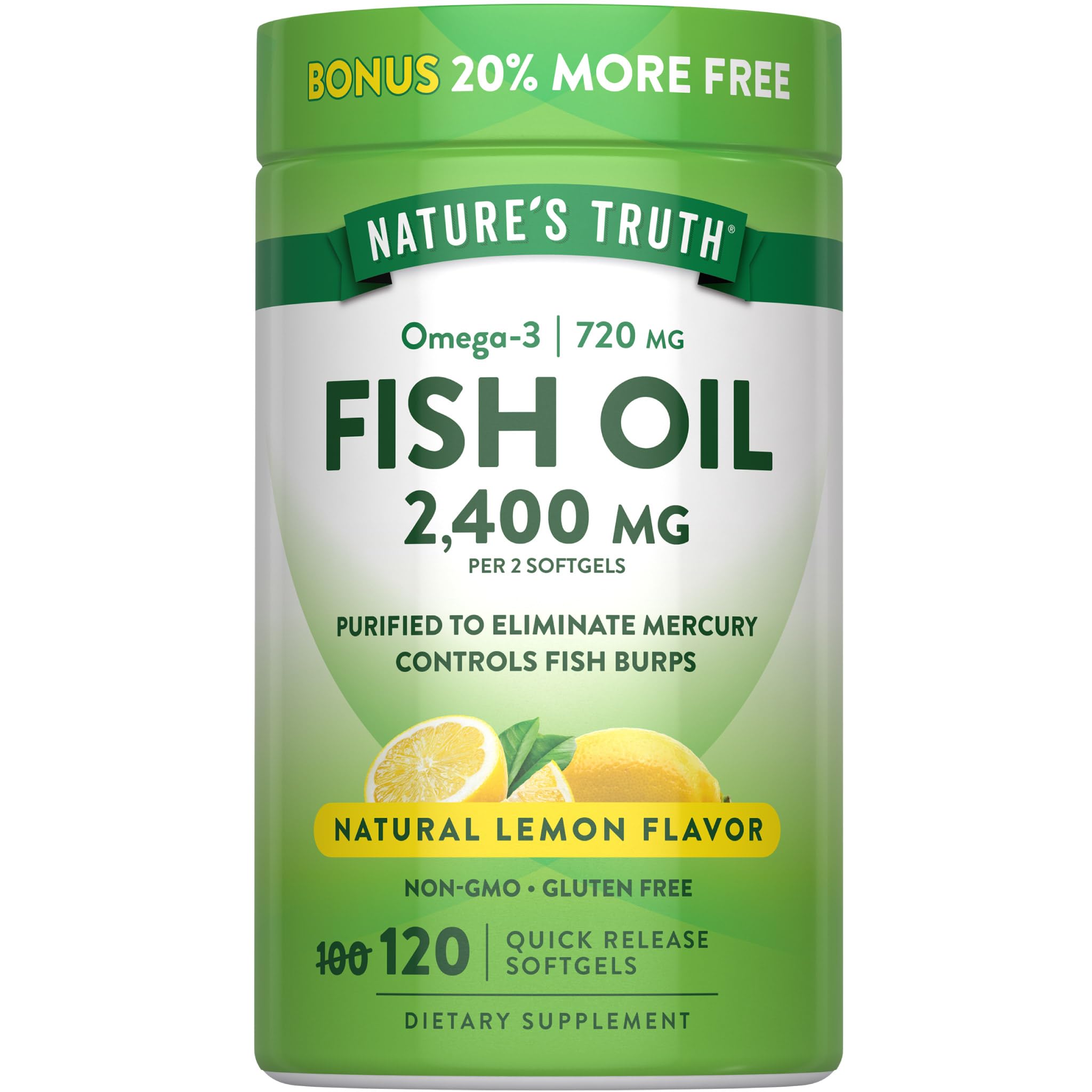 Nature's Truth Fish Oil 2400mg | 120 Quick Release Softgels