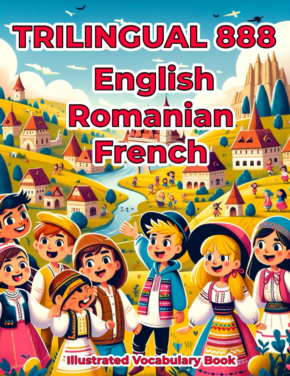 Trilingual 888 English Romanian French Illustrated Vocabulary Book: Colorful Edition