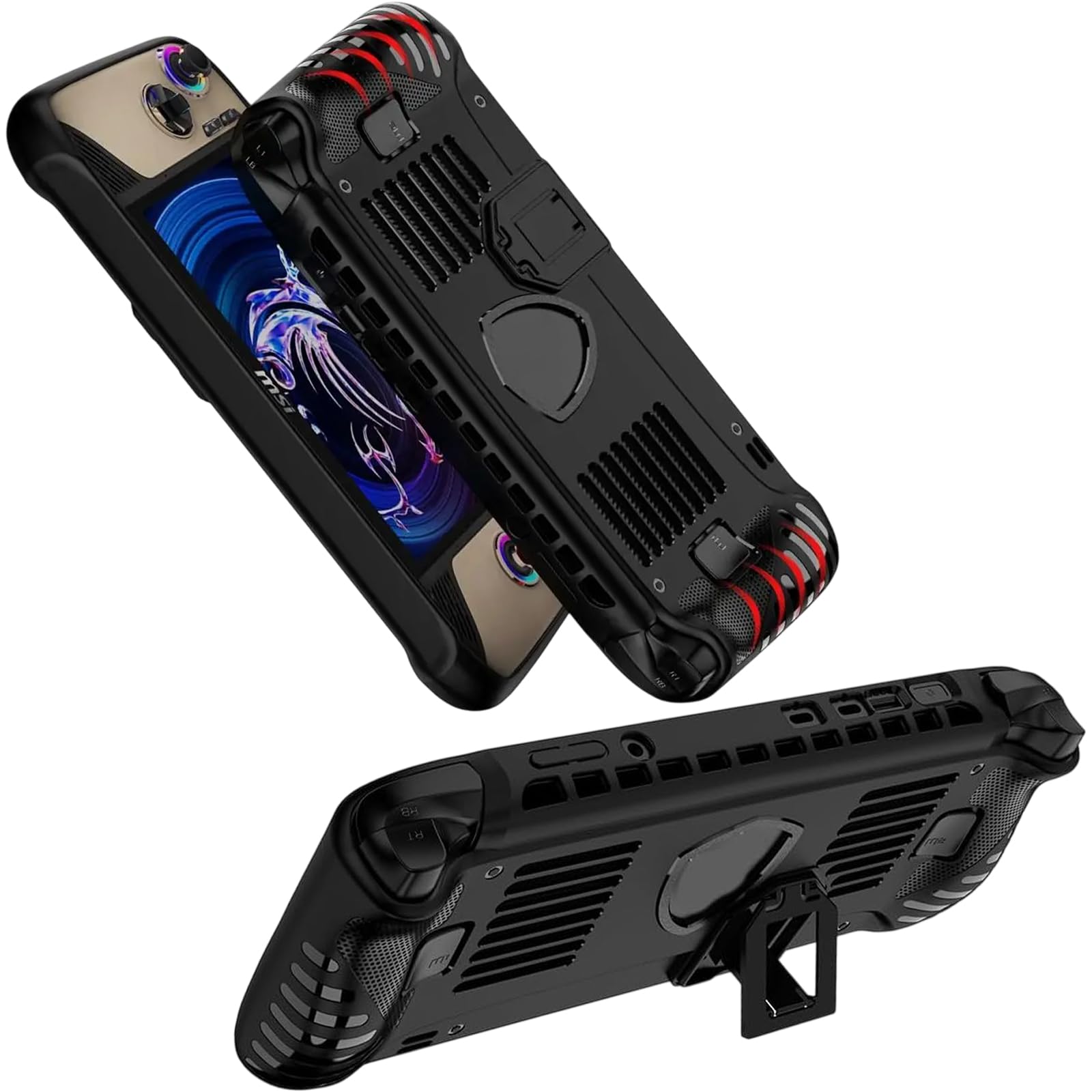 MEMELOKA Hülle für MSI Claw 8 AI+/Claw 8 AI Plus 8 Zoll mit Ständer, Anti-Kratzer und Stoßfeste Weiche Silikon Schutzhülle für MSI Claw 8 AI+/Claw 8 AI Plus, Schwarz