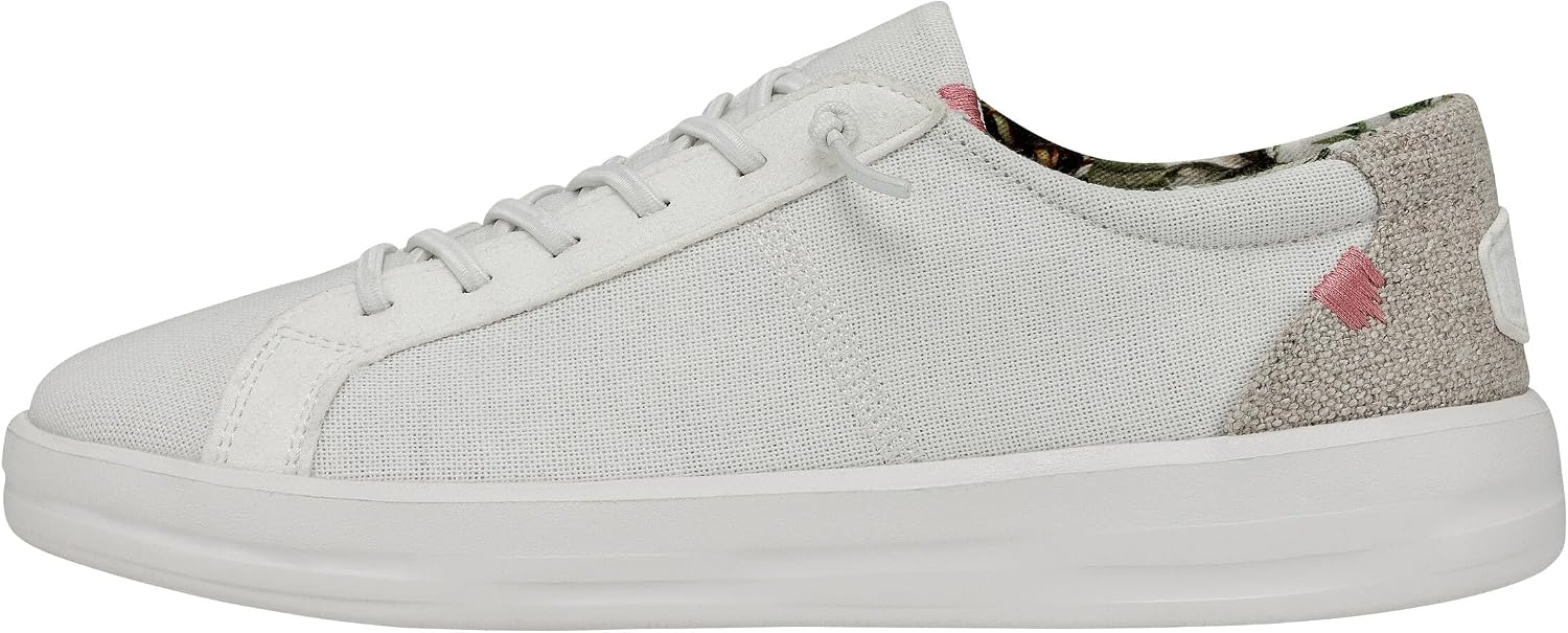 HEYDUDE Women's Karina Slip On Sneakers | Lightweight Casual Everyday Shoes | Breathable Cotton Upper, Easy On Elastic Lace System, Structured Support, Machine Washable, Secure Close To Foot Fit