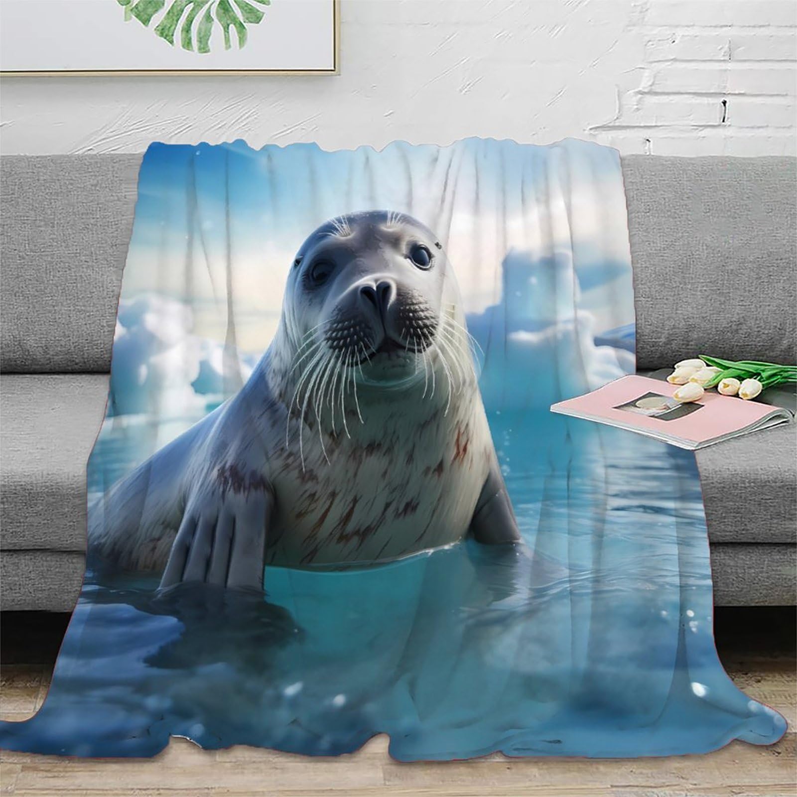 Couverture microfibre Arctic Wildlife lavable en machine imprimé 3D