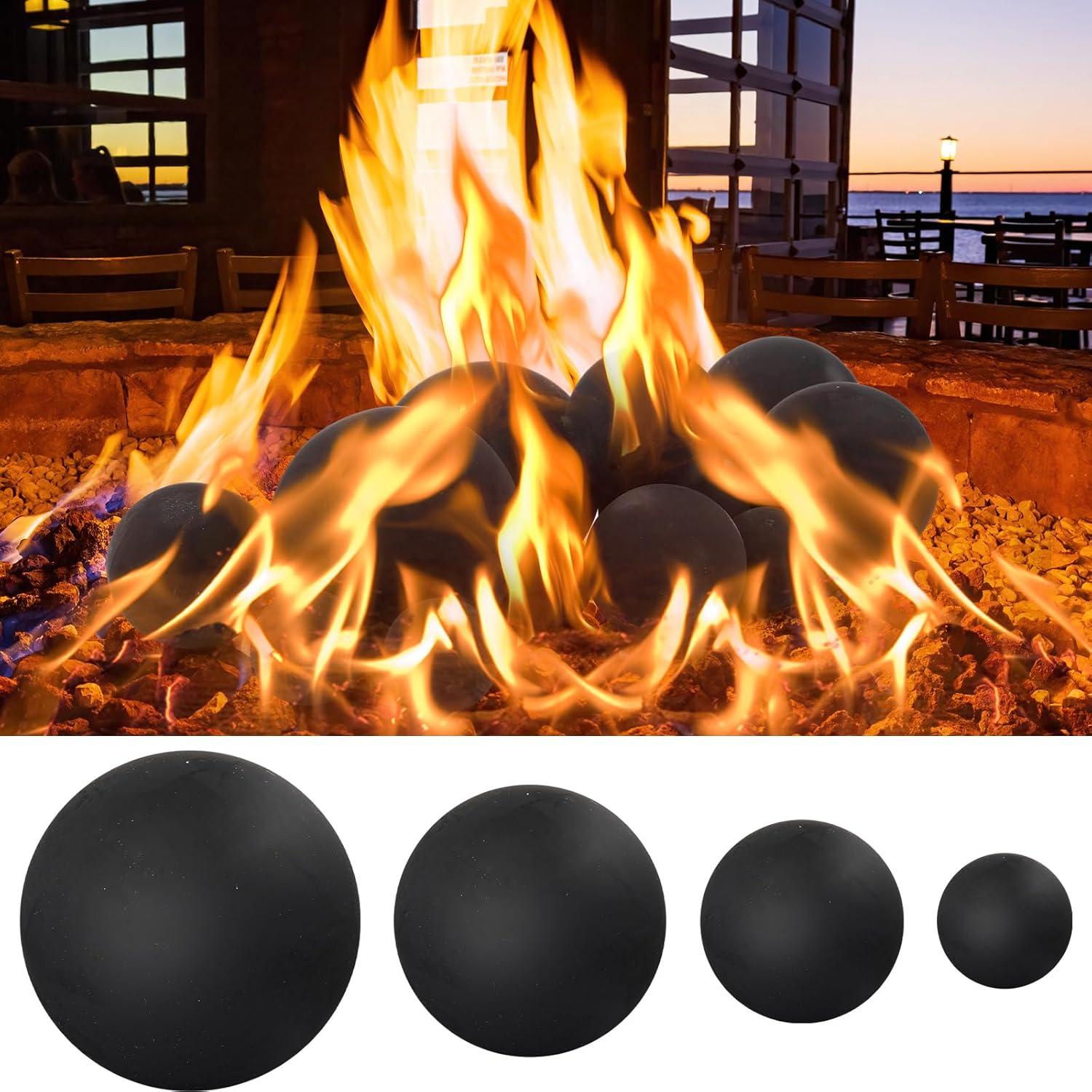 Sasylvia 12 Pack Ceramic Fire Balls Fire Pit Balls, Mixed
