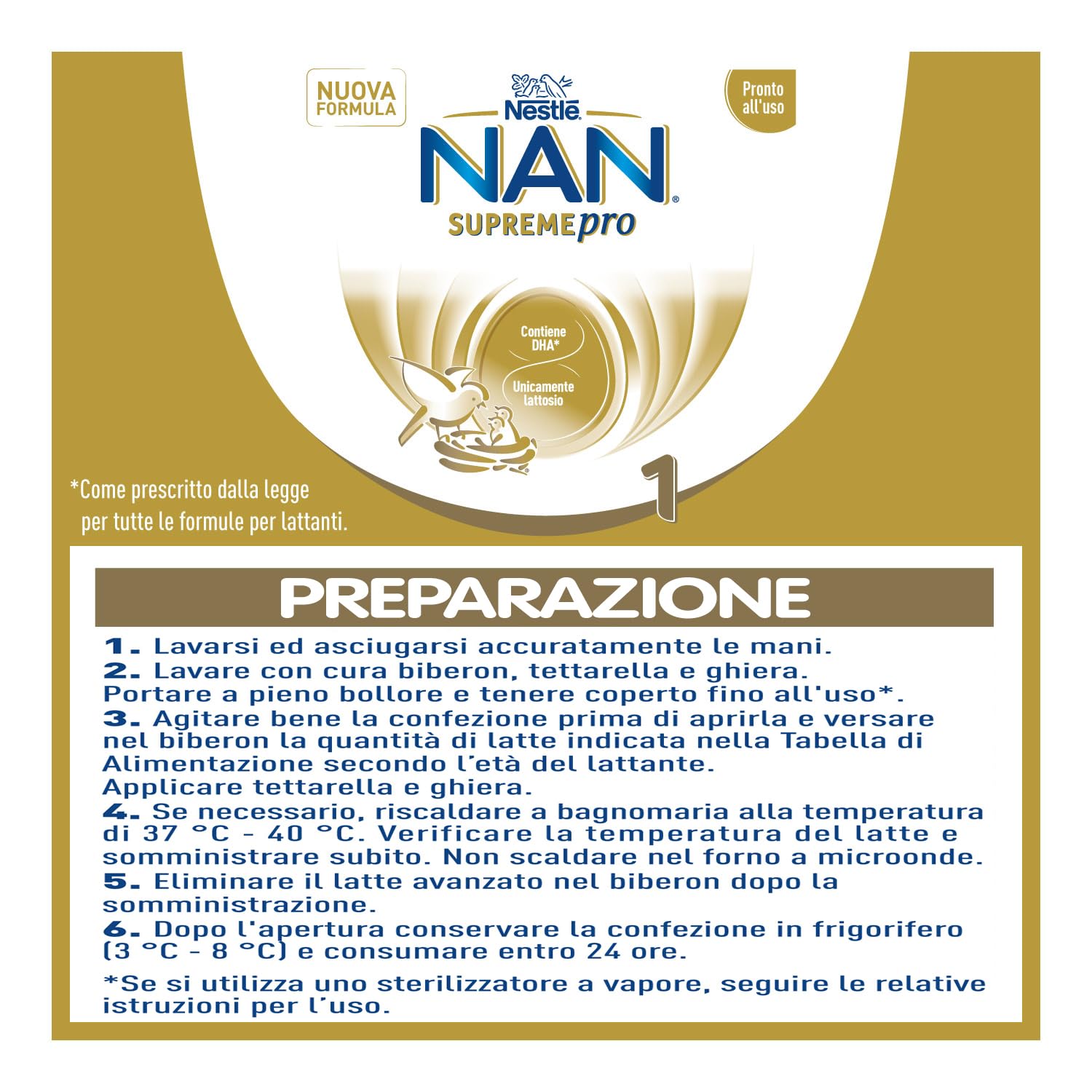 NESTLÉ NAN SUPREMEpro 1 Latte per Lattanti Liquido dalla nascita, 12 Brick da 300ml (3,6L)