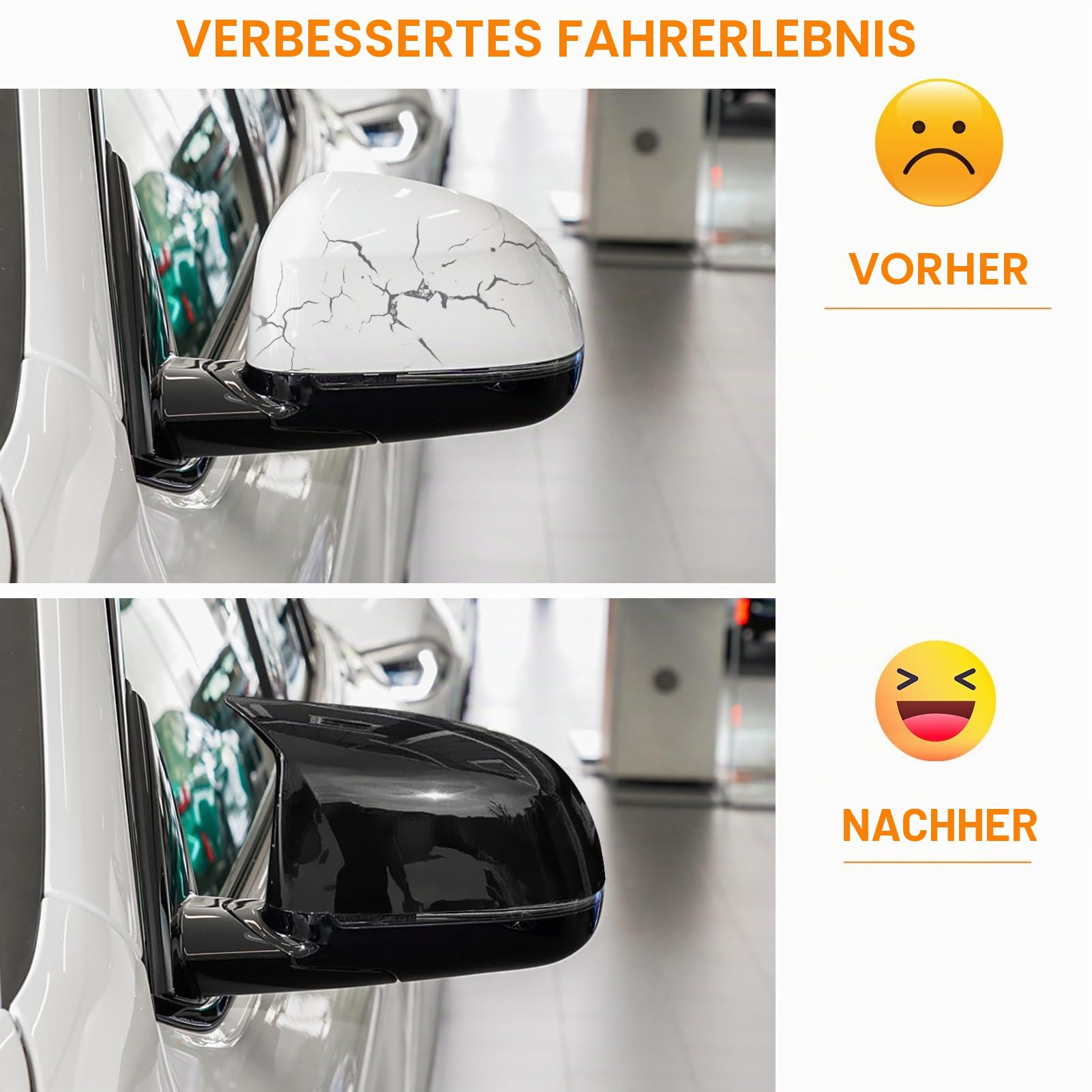 Kompatibel mit Auto Rückspiegel Abdeckung BMW X3 G01/X4 G02/X5 G05/X7 G07 2019-2024,X6 G06 2020-2024 Seitenspiegelgehäuse bmw Spiegelkappen X3 X4 X5 X6 X7 Links+ Rechts (Glanz Schwarz)