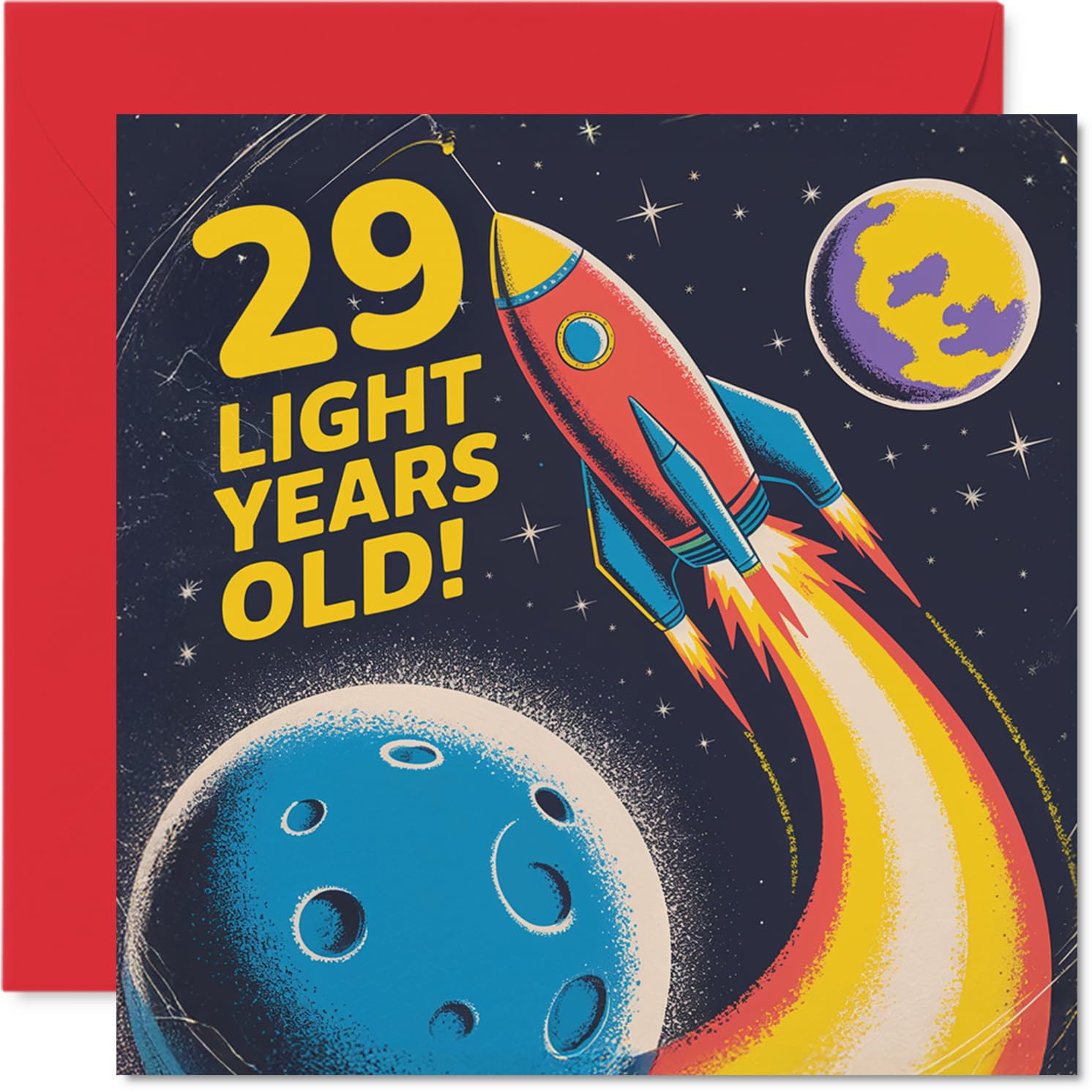 29th Birthday Cards for Women Men - Light Years Old - Happy Birthday Card for 29 Year Old Woman Man Nephew Wife Niece Sister, 145mm Bday Greeting Cards
