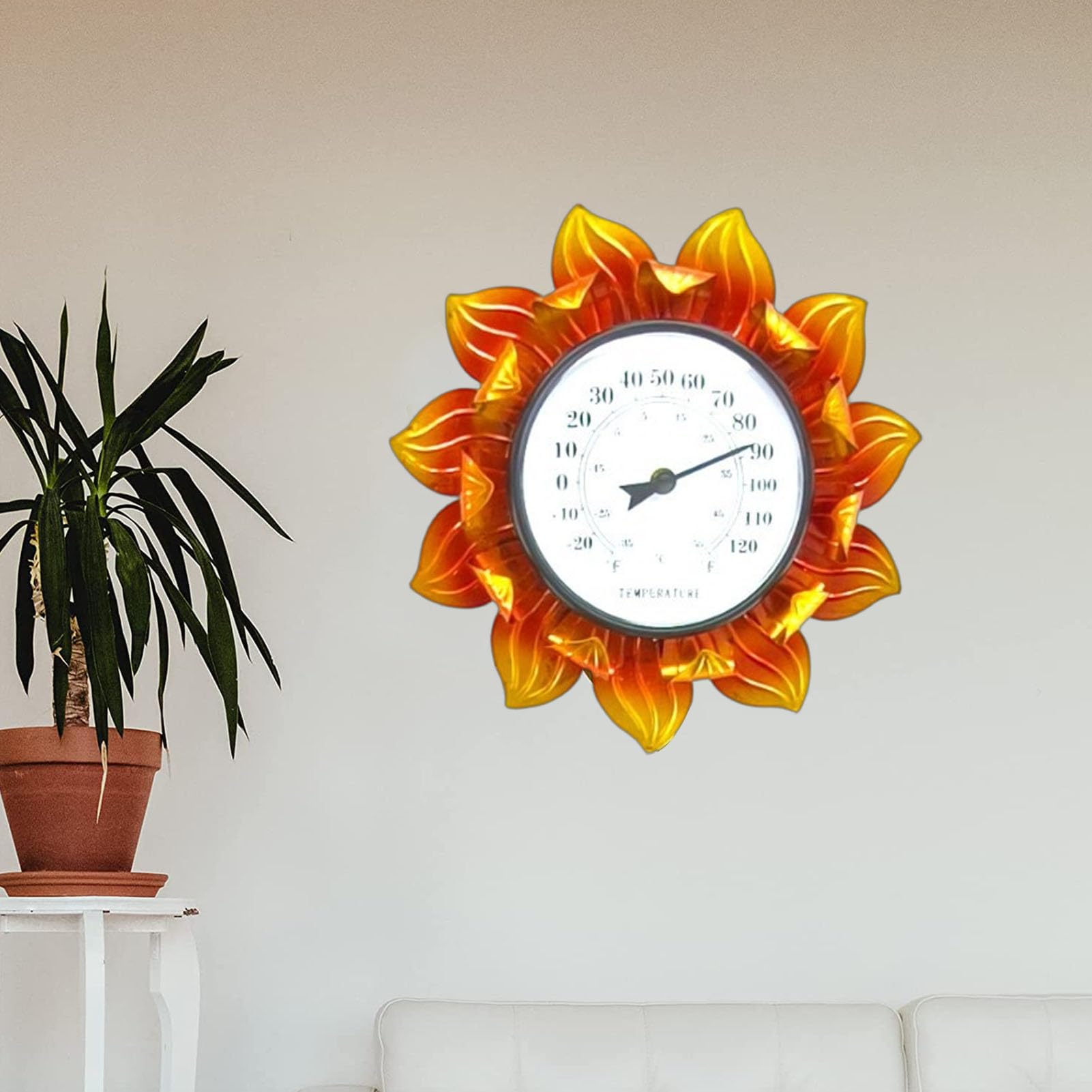 Termometro da esterno con asta in metallo | Termometri decorativi da | parete con girasole, decorazioni con termometro interno ed esterno hanno sul retro per appenderlo ovunque, in camera, sala da